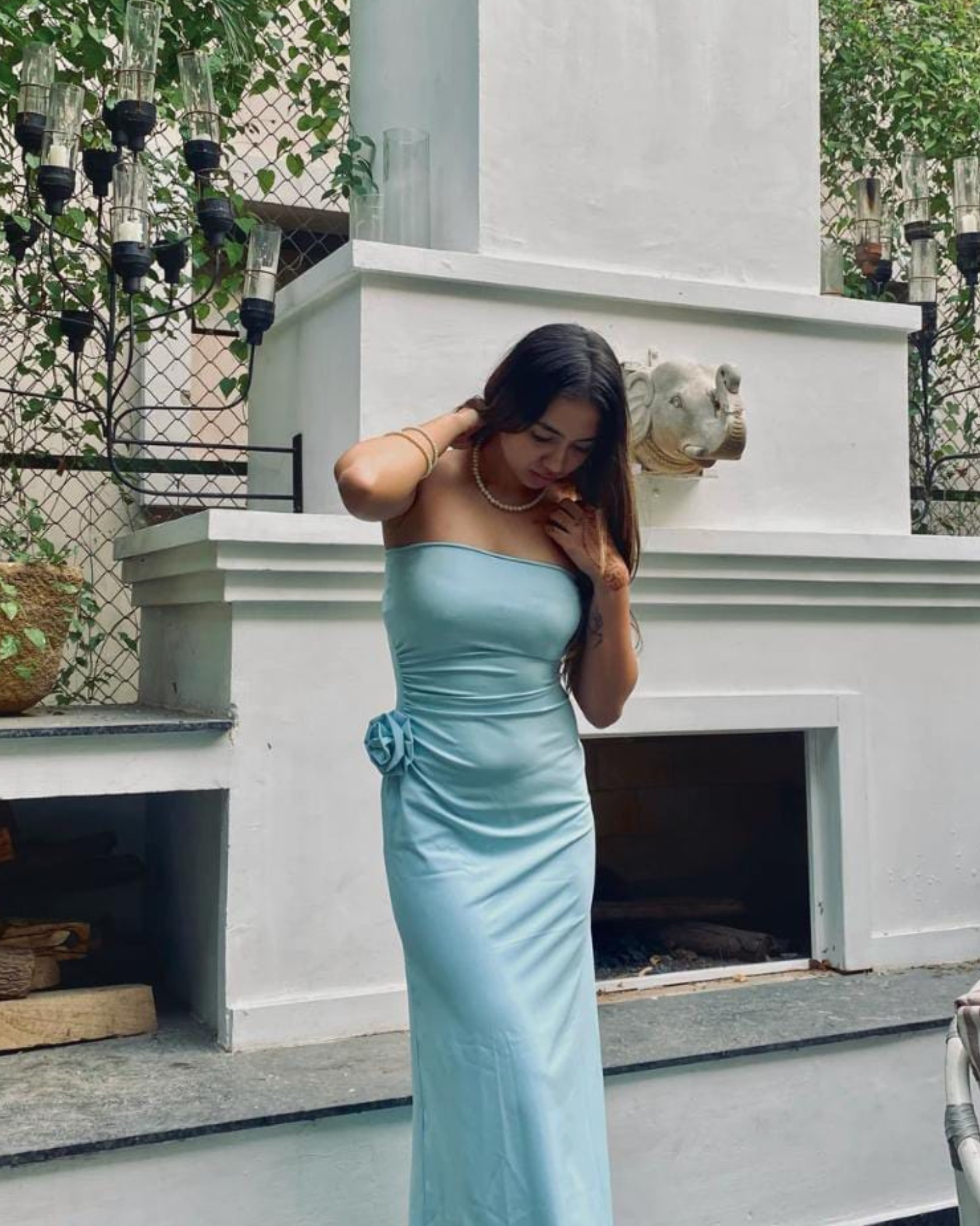 Icy Bloom Strapless Gown
