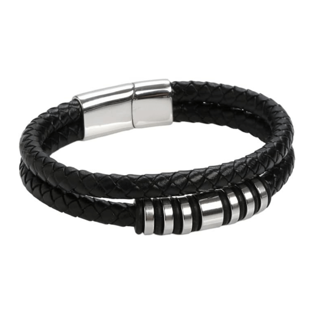 Leather Bracelet with Metal Accent For Men By Offmint