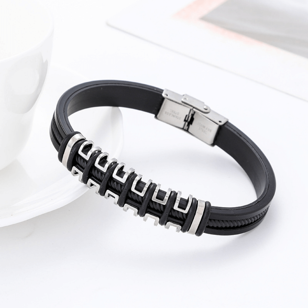 Textured Silver-Plated Bracelet For Men By Offmint
