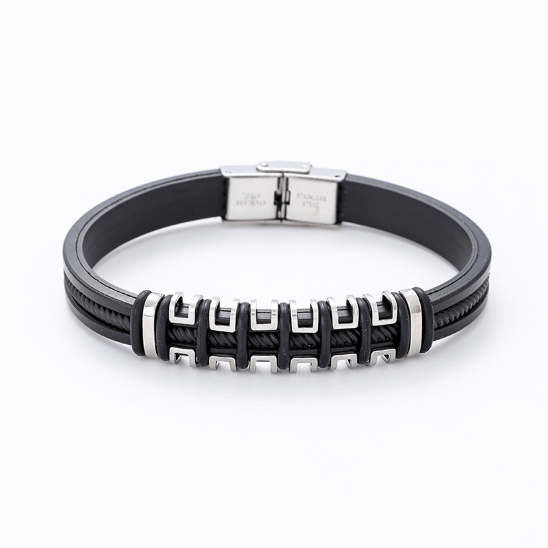 Textured Silver-Plated Bracelet For Men By Offmint