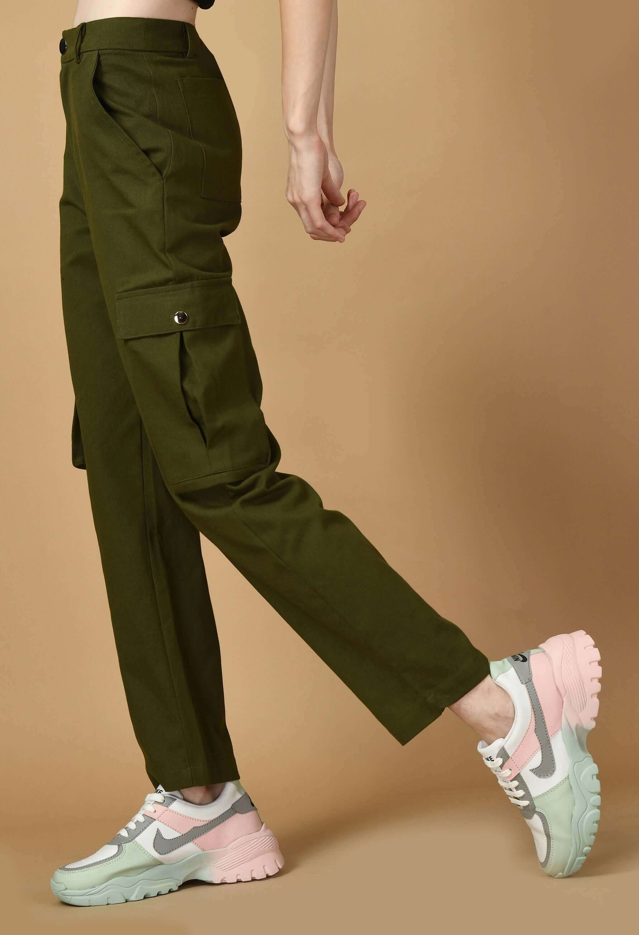 6 pocket olive green color cargo