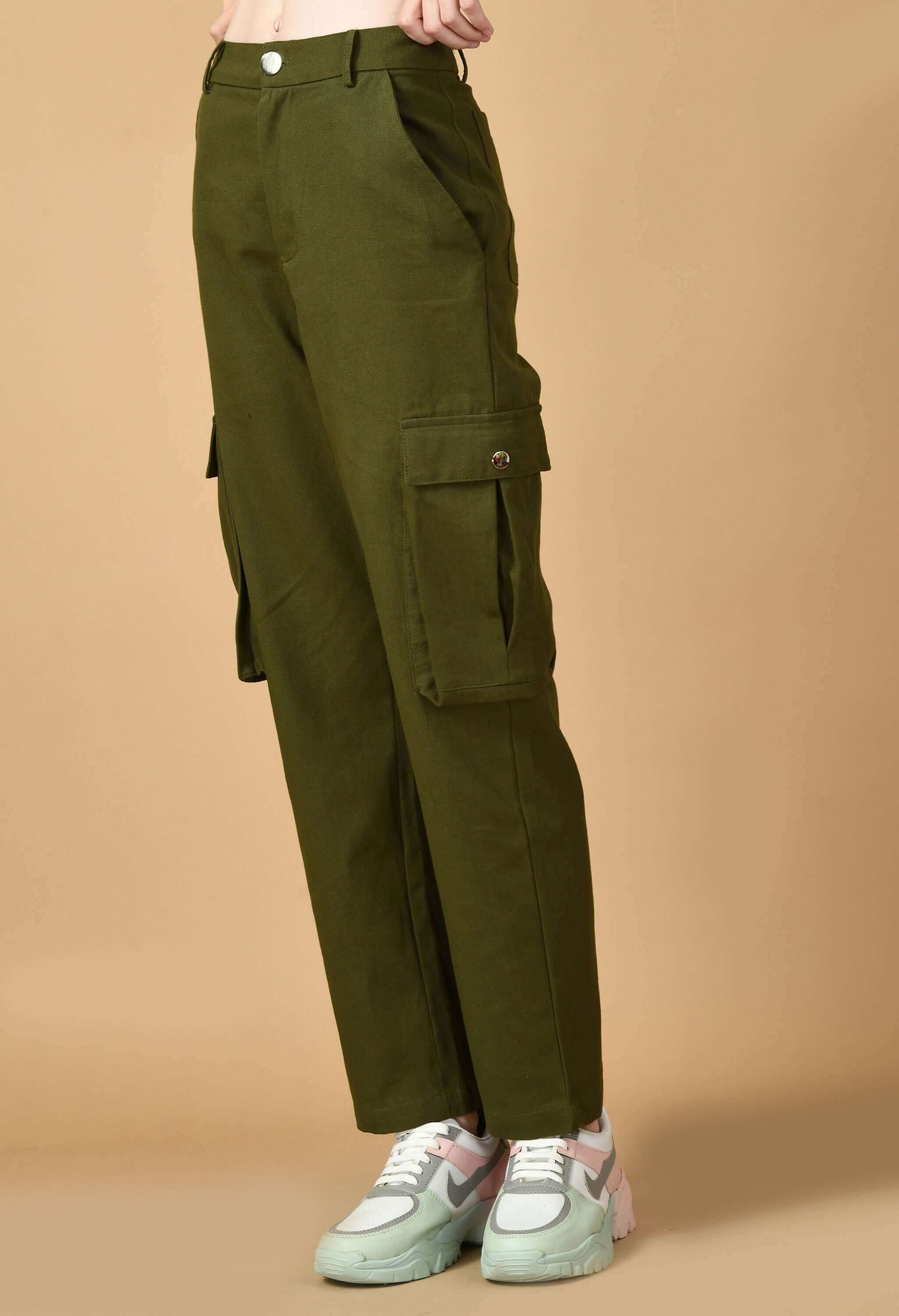 6 pocket women's olive green cargo by offmint