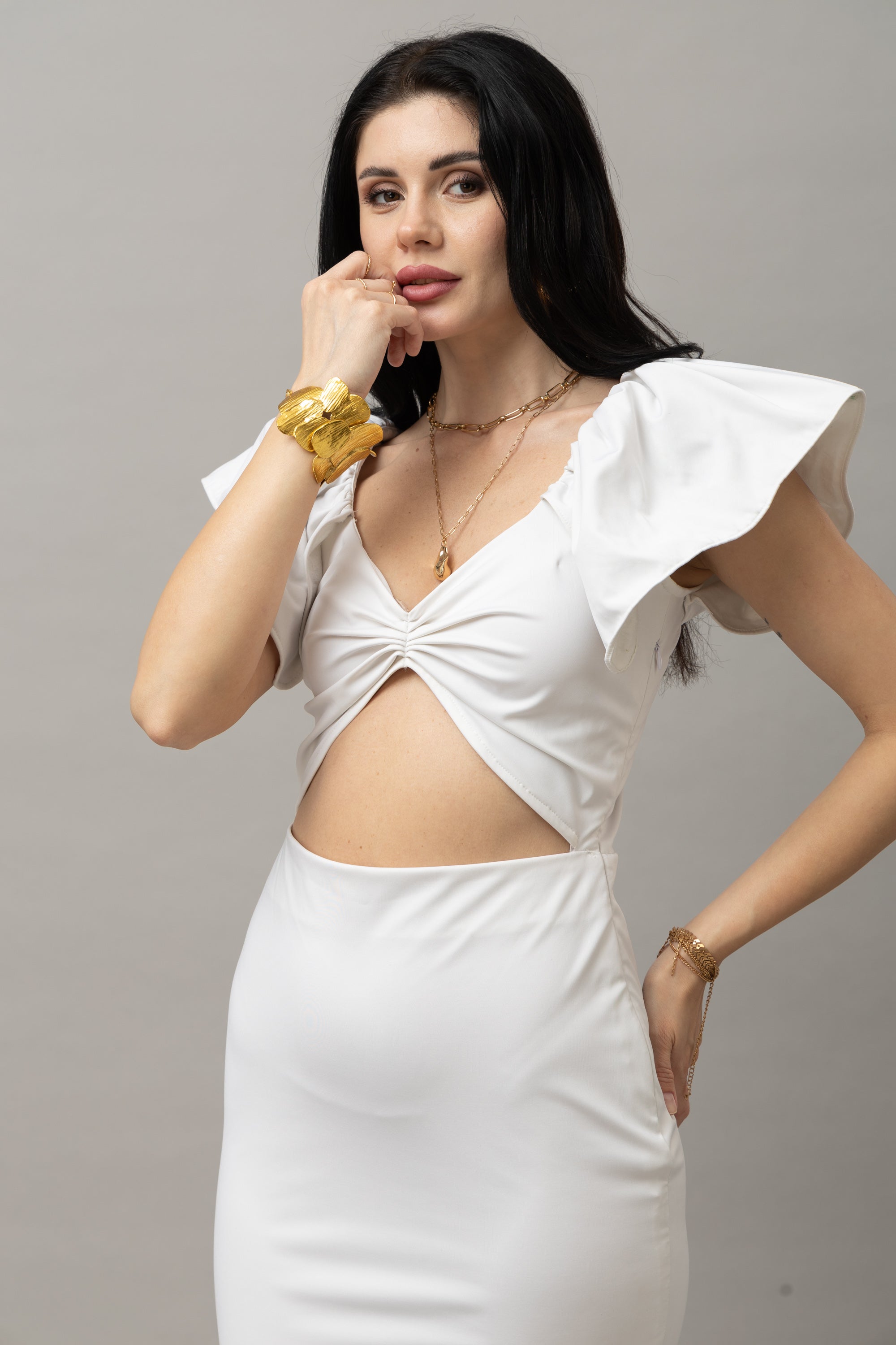 Ivory Muse Cut-Out Midi Set