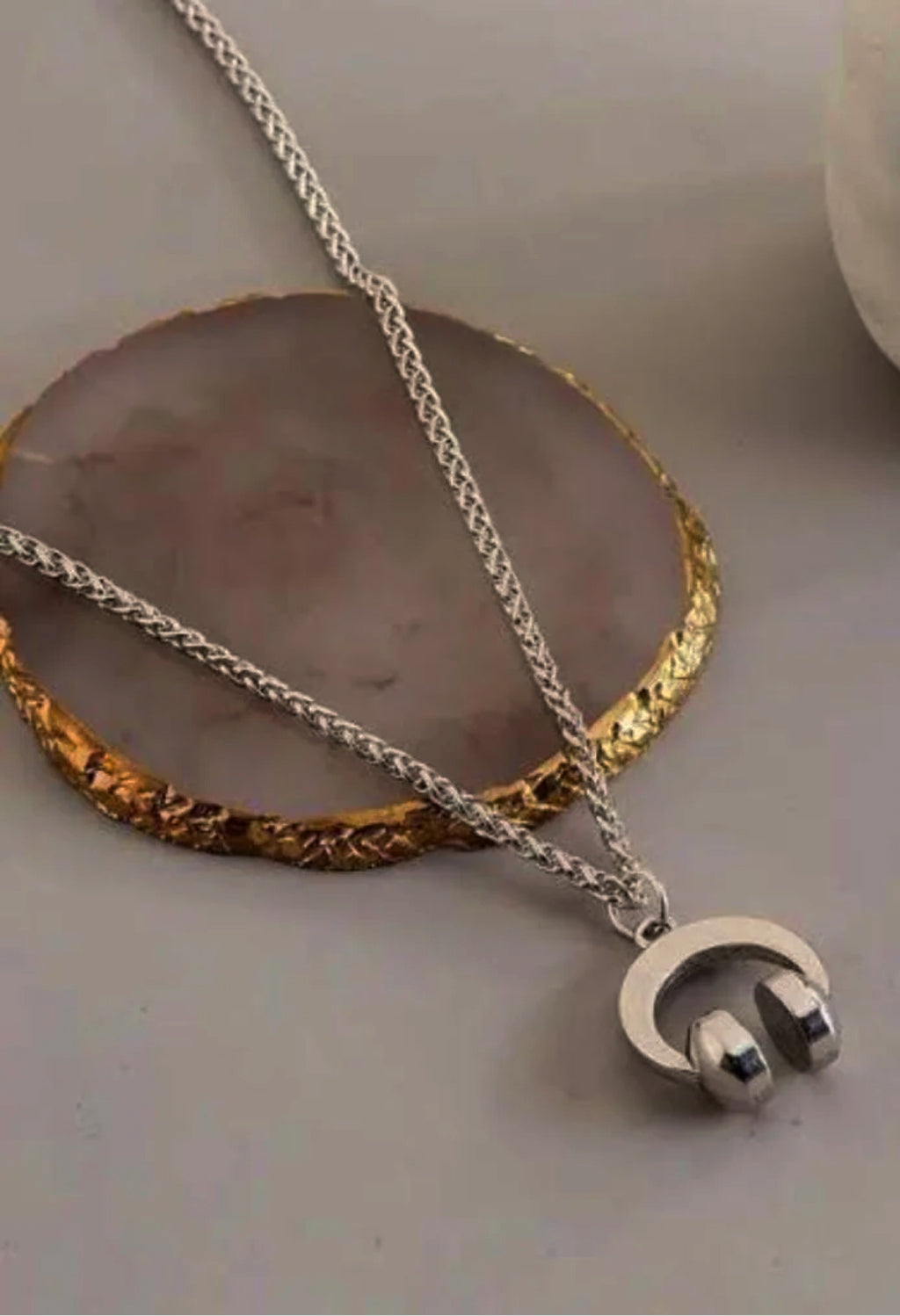 La Musique Locket With Chain Silver Pleated Stainless Steel Pendent For Men By Offmint
