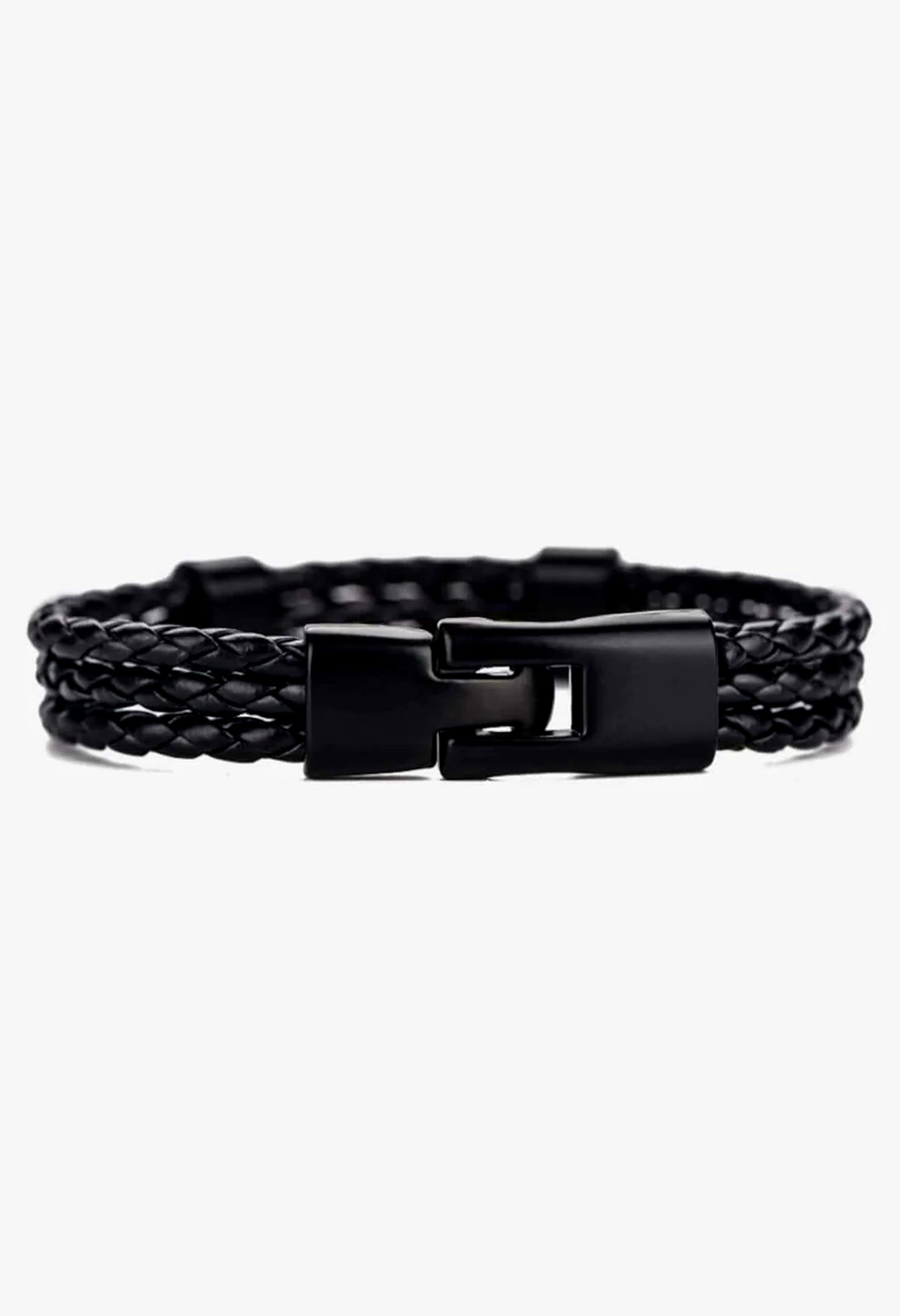 Three Layer Leather Black Bracelet By Offmint