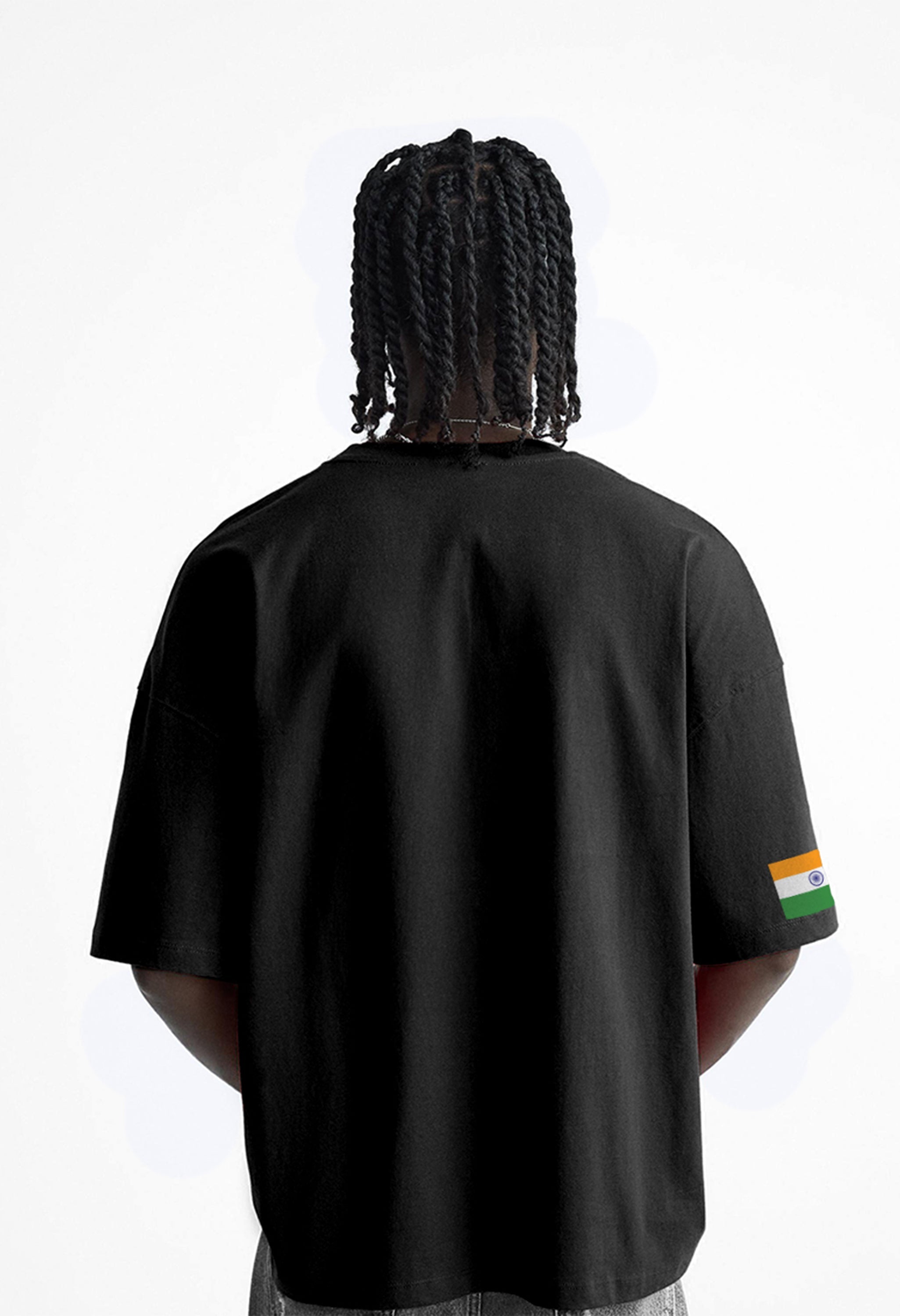 Navy Printed Oversized T-Shirt By Offmint