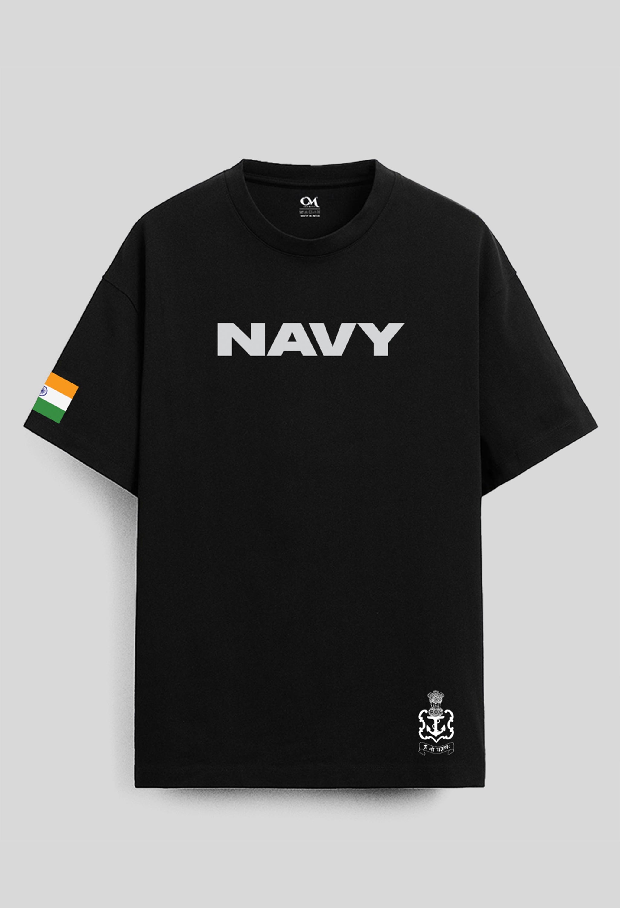 Navy Printed Oversized T-Shirt By Offmint