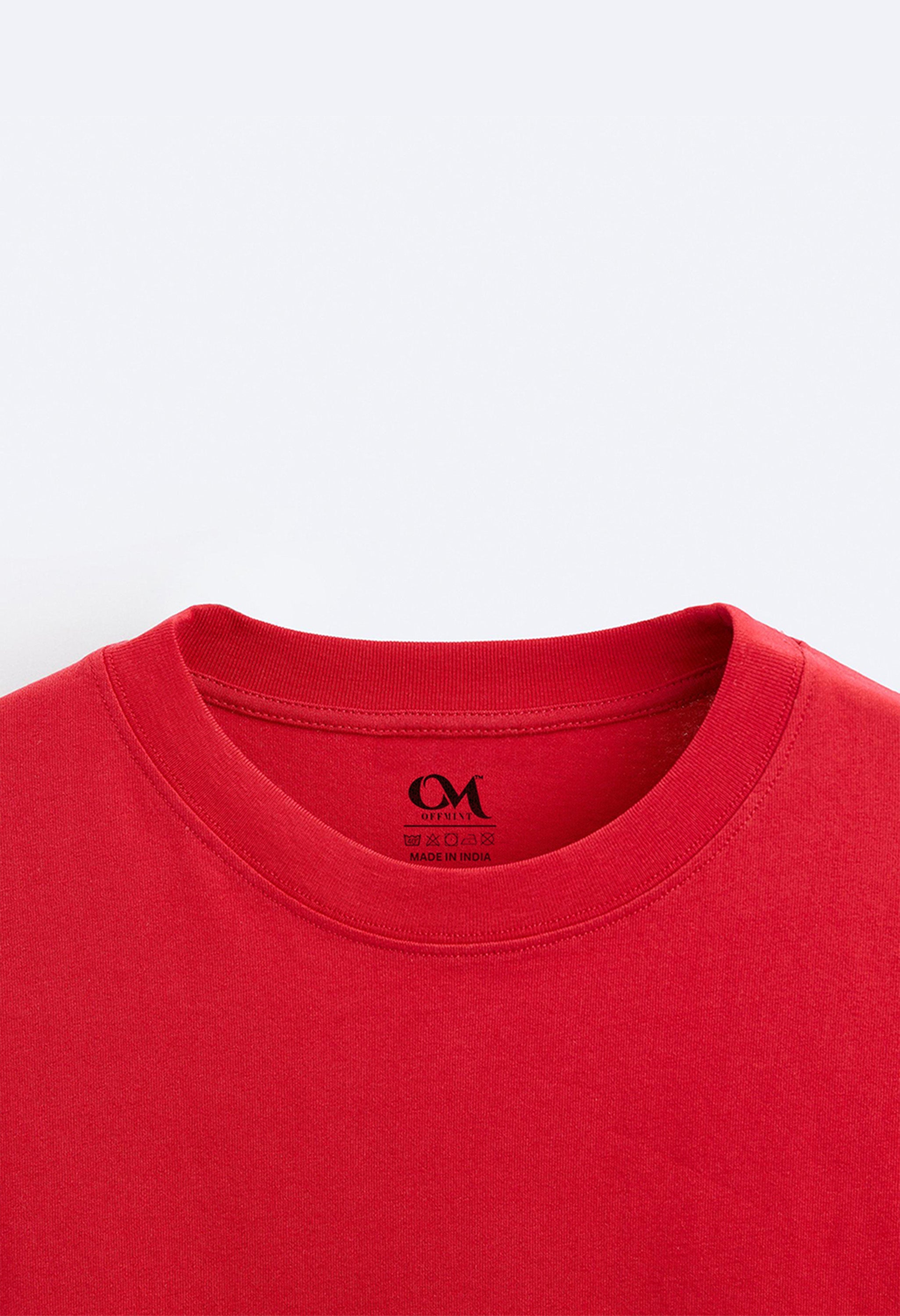 Black Rose Printed Red Oversized T-Shirt By Offmint