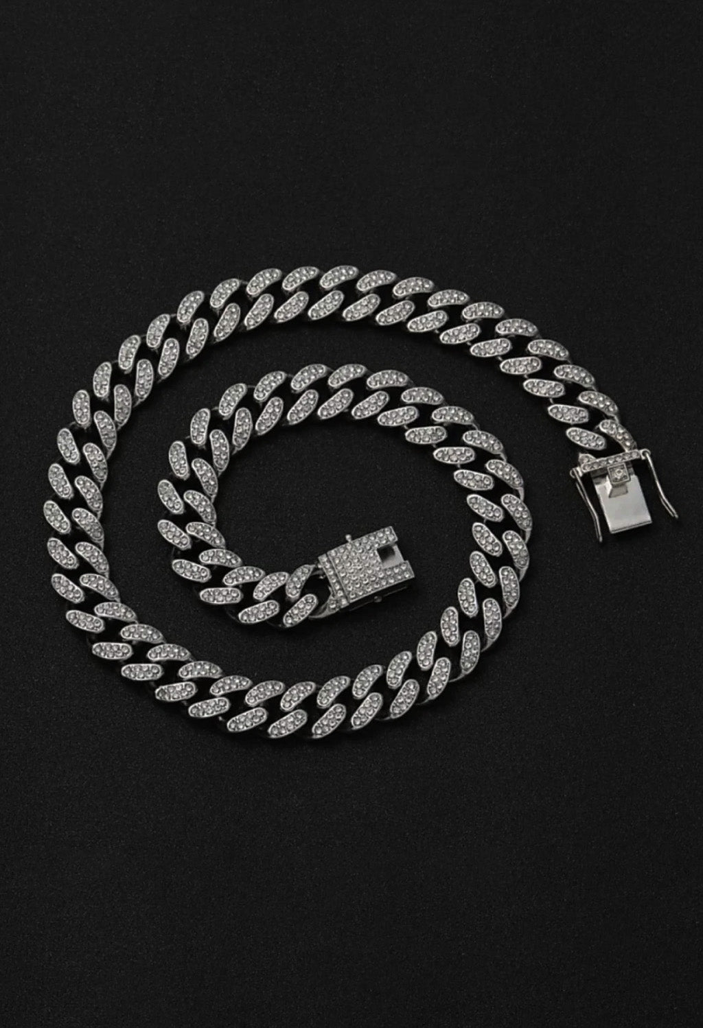 Iced Silver Pleated Necklace For Men By Offmint