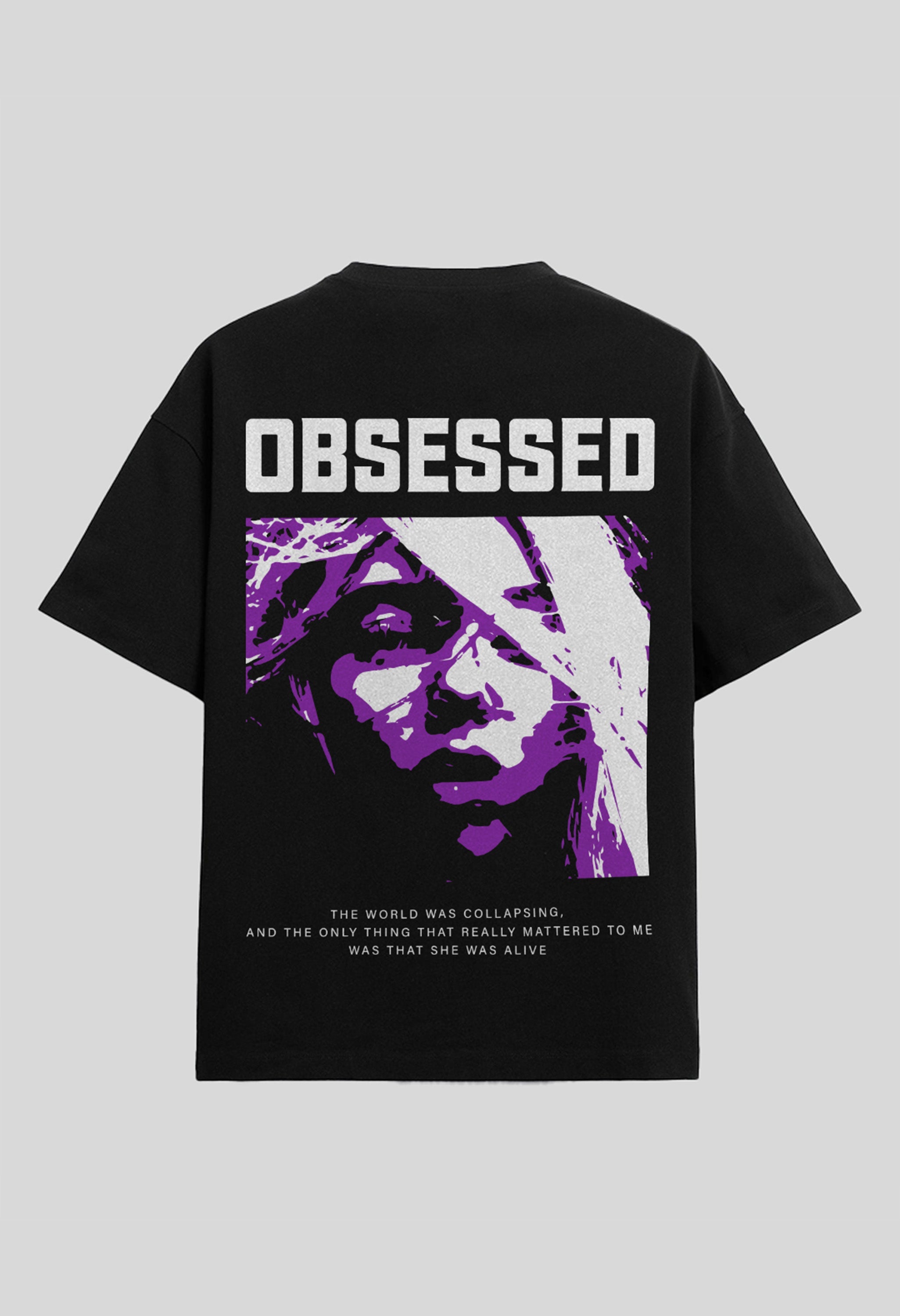 Obsessed Printed Black Oversized T-shirt By Offmint
