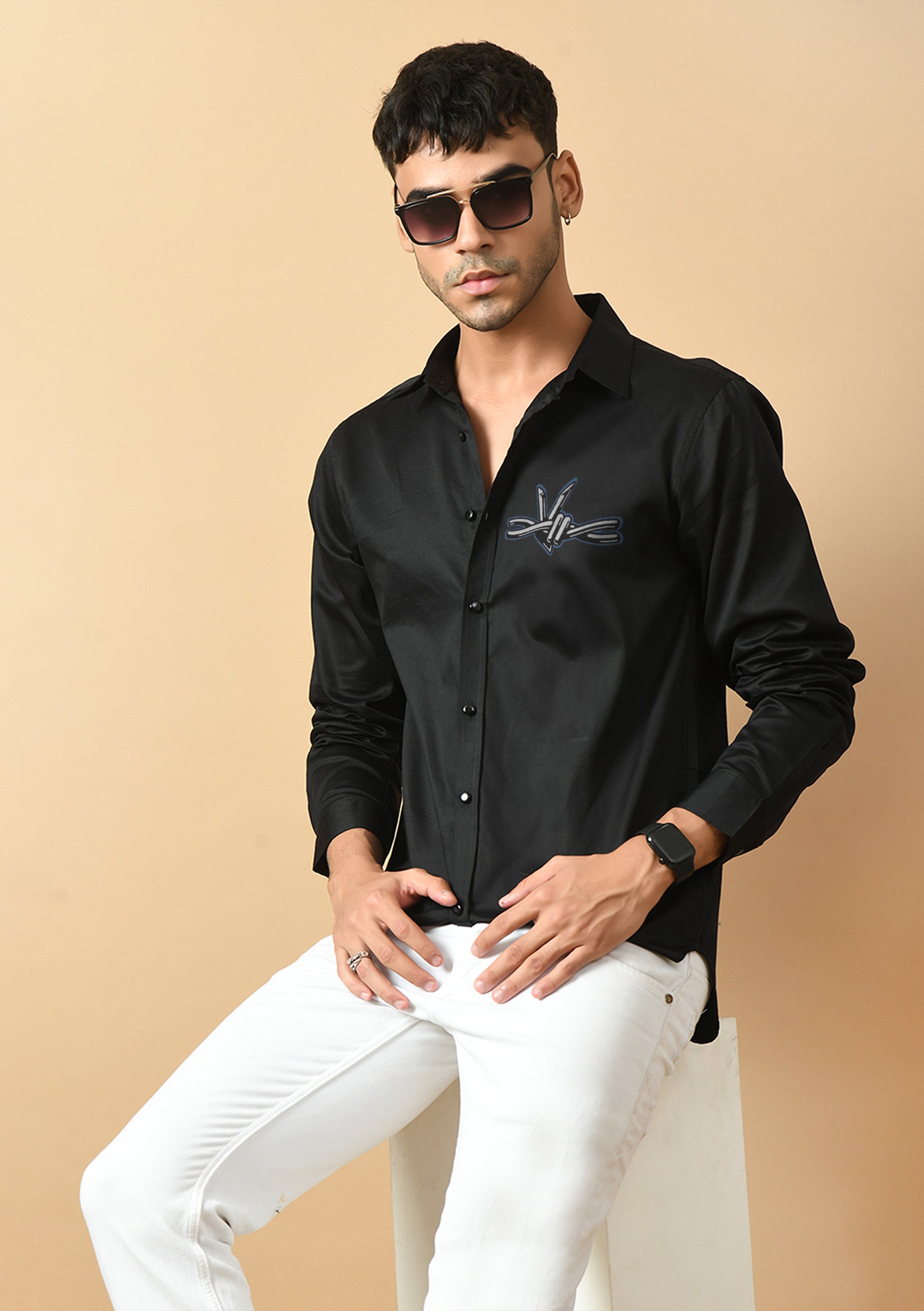 Victory Printed Black Shirt By Offmint