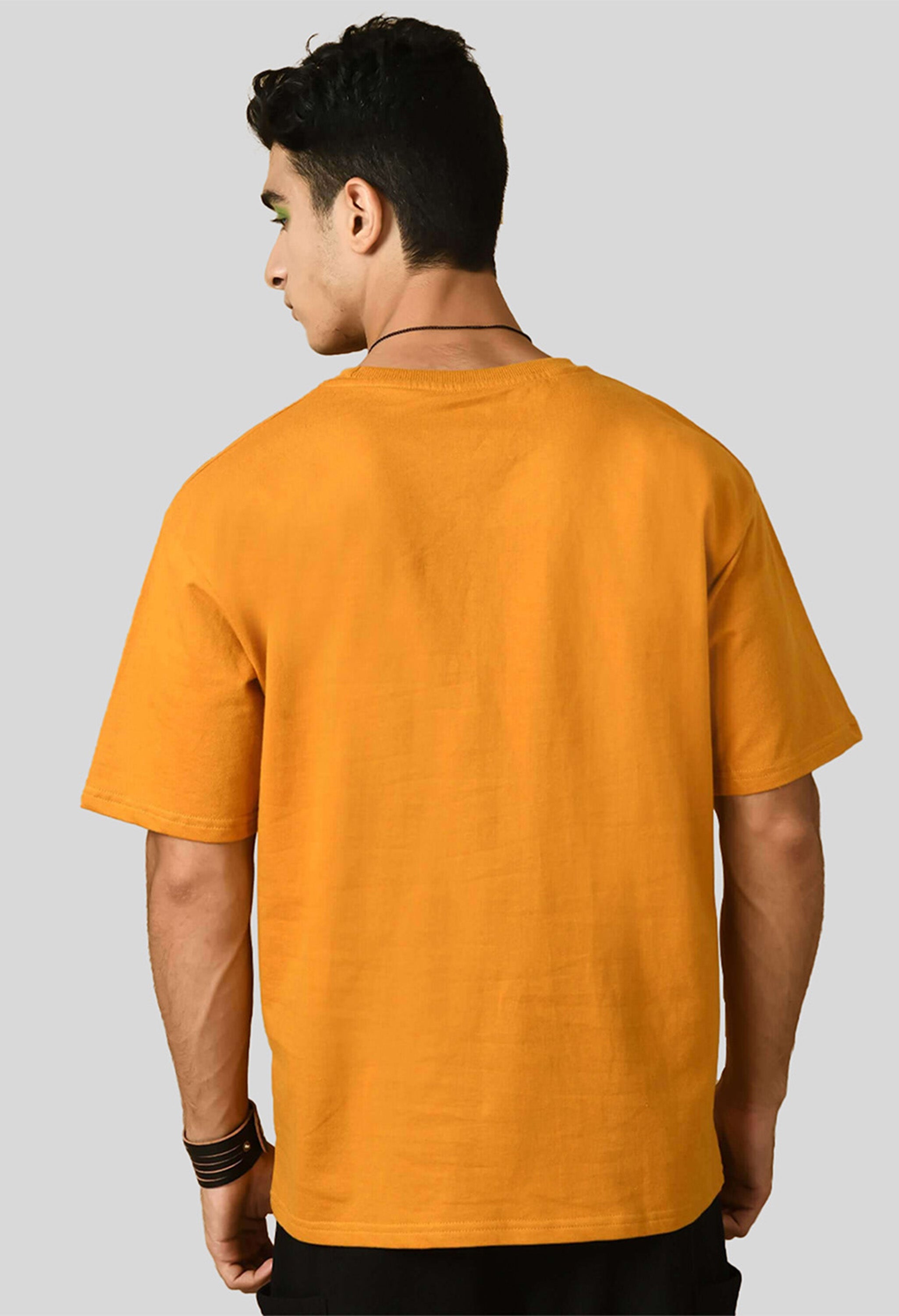 Don't Give Up Printed Mustard Oversized T-shirt By Offmint