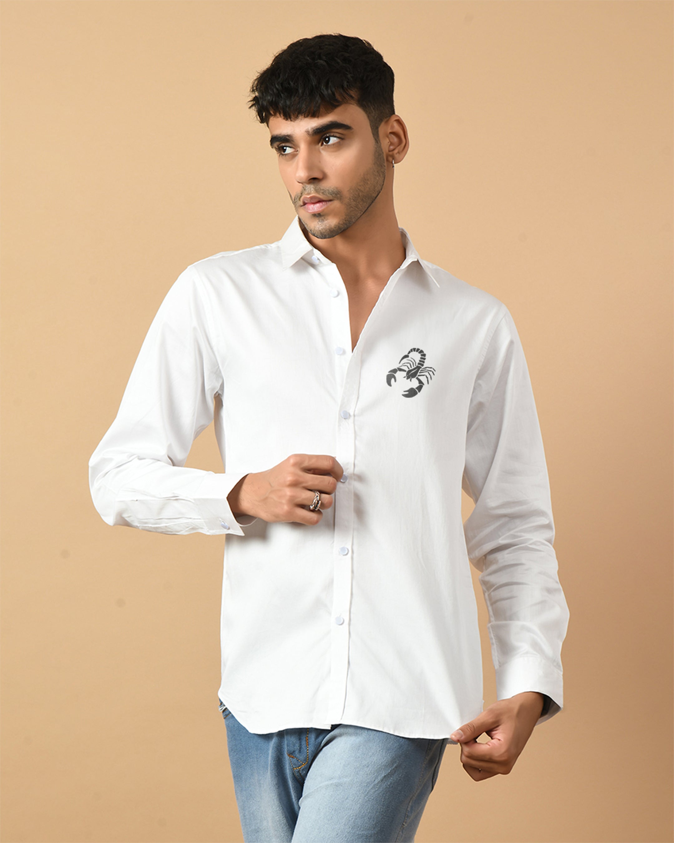 Scorpio Zodiac SIgn White ClubWear Shirt By Offmint