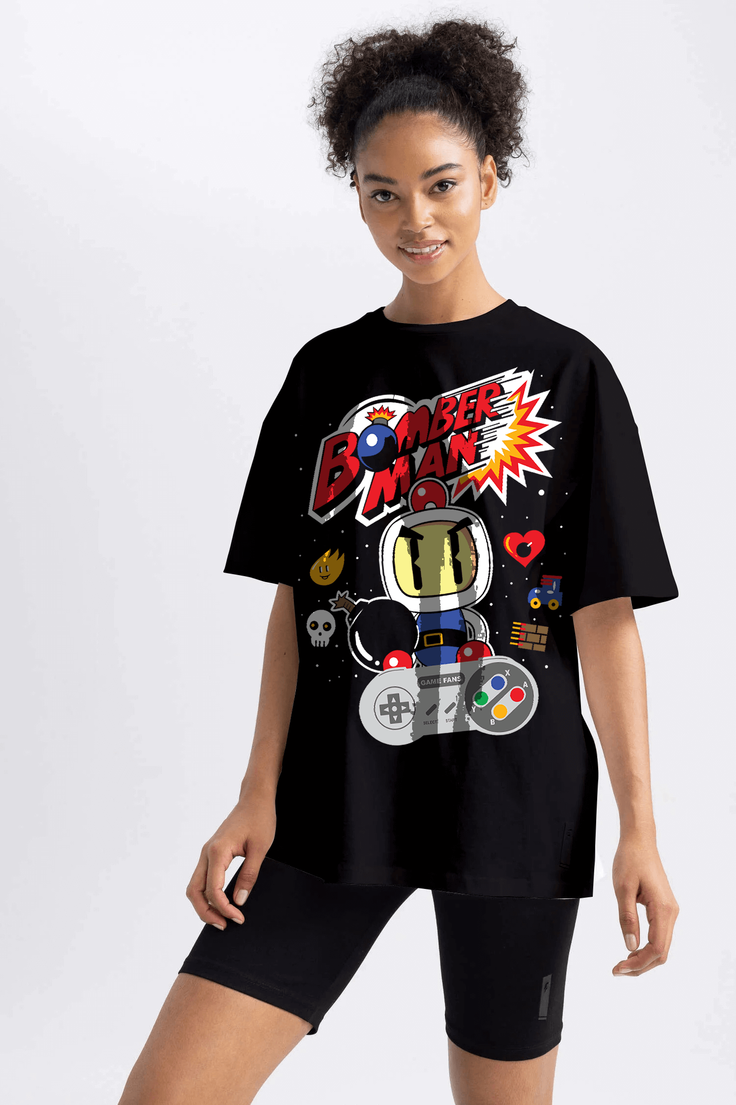 Black color bomber man oversized t-shirt by offmint