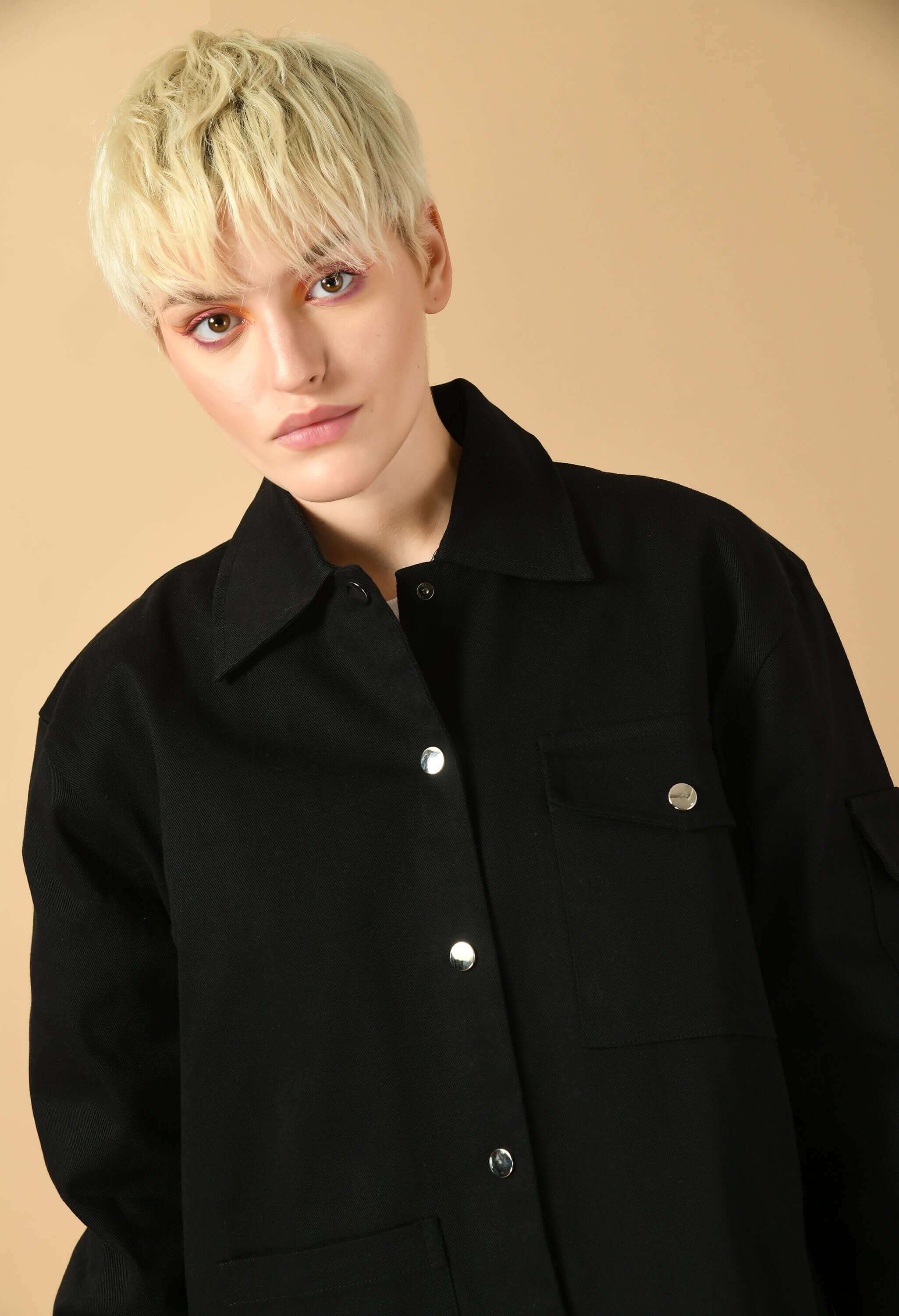 Black color plain bomber jacket