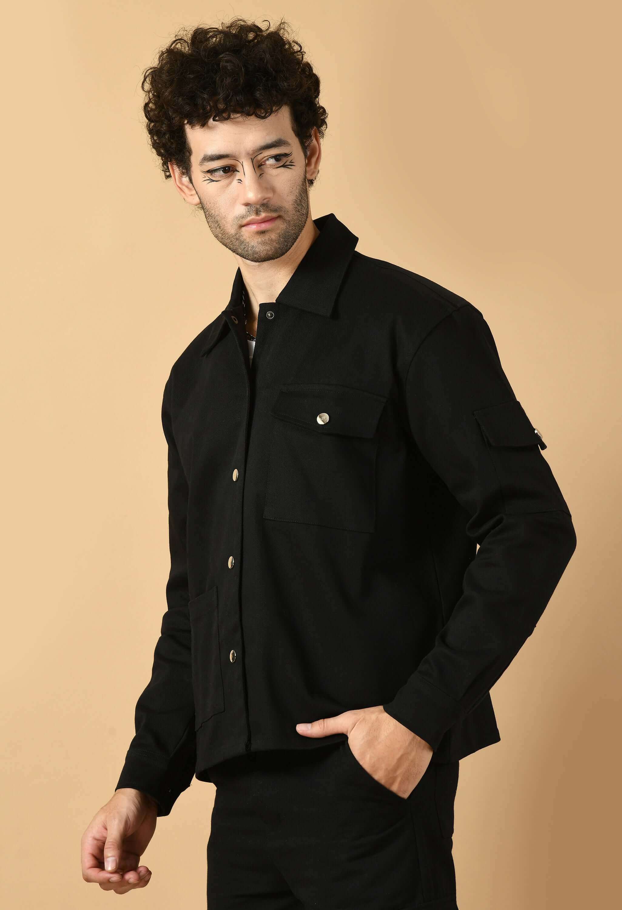 Black color twill jacket's