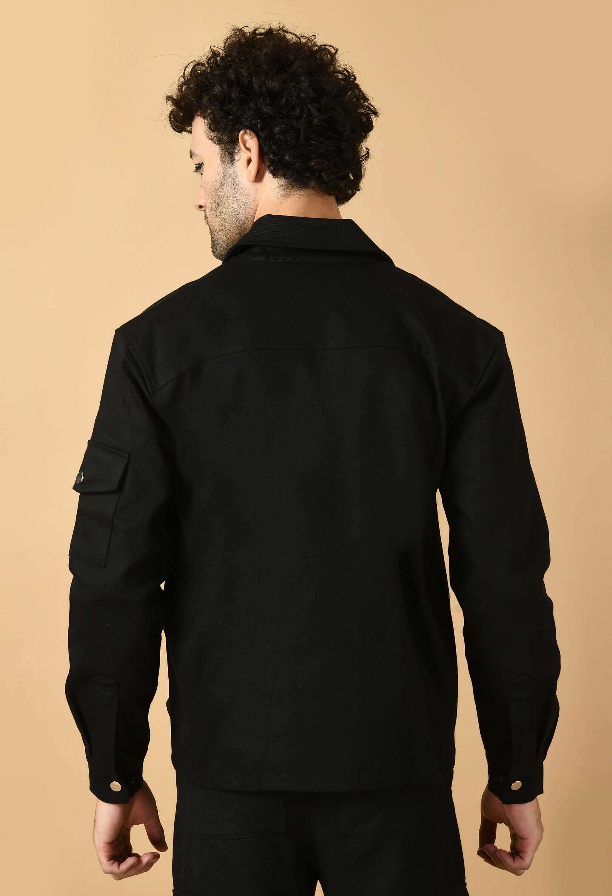 Black men's twill jacket by offmint