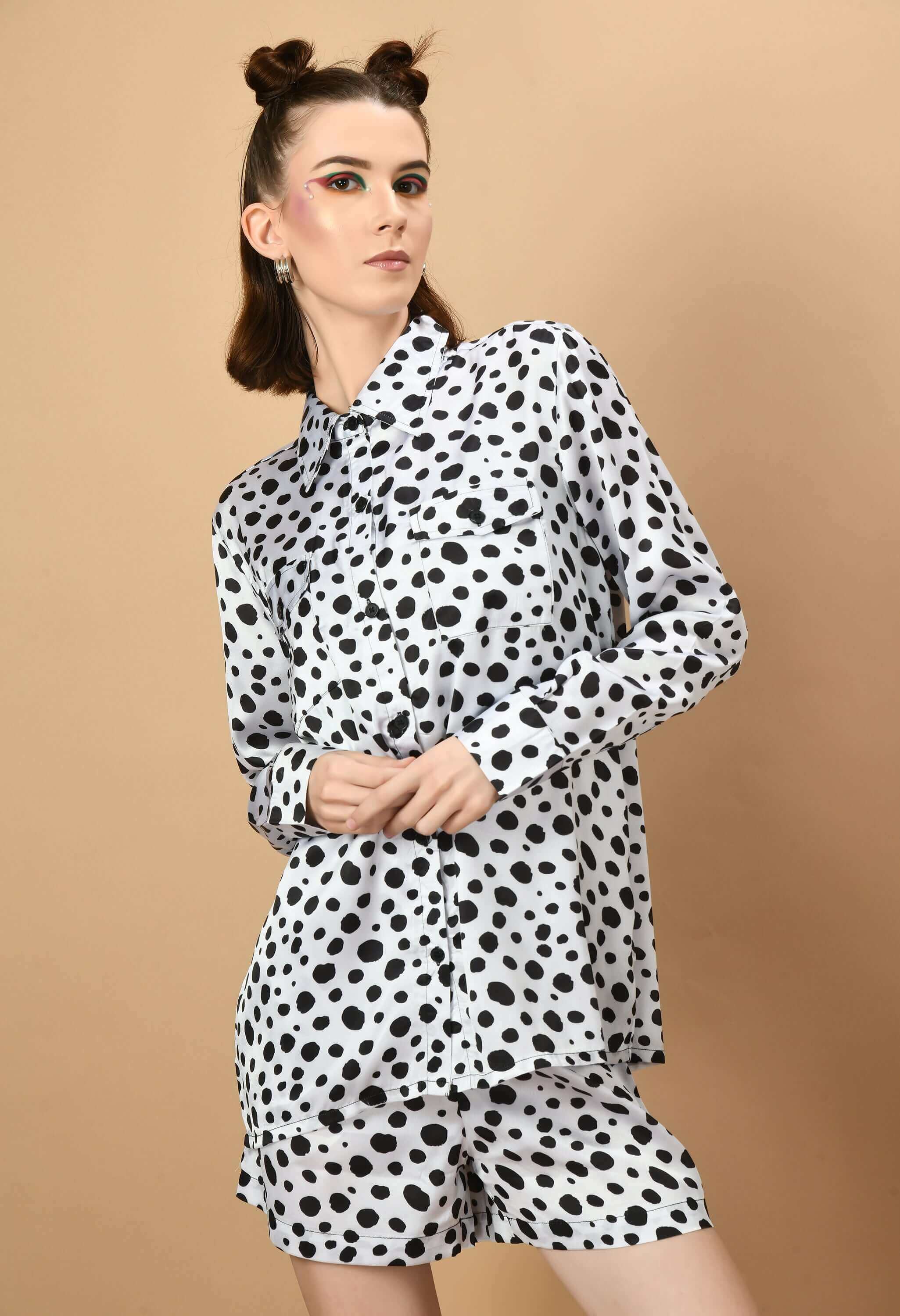 Black polka dot co-ord set by offmint