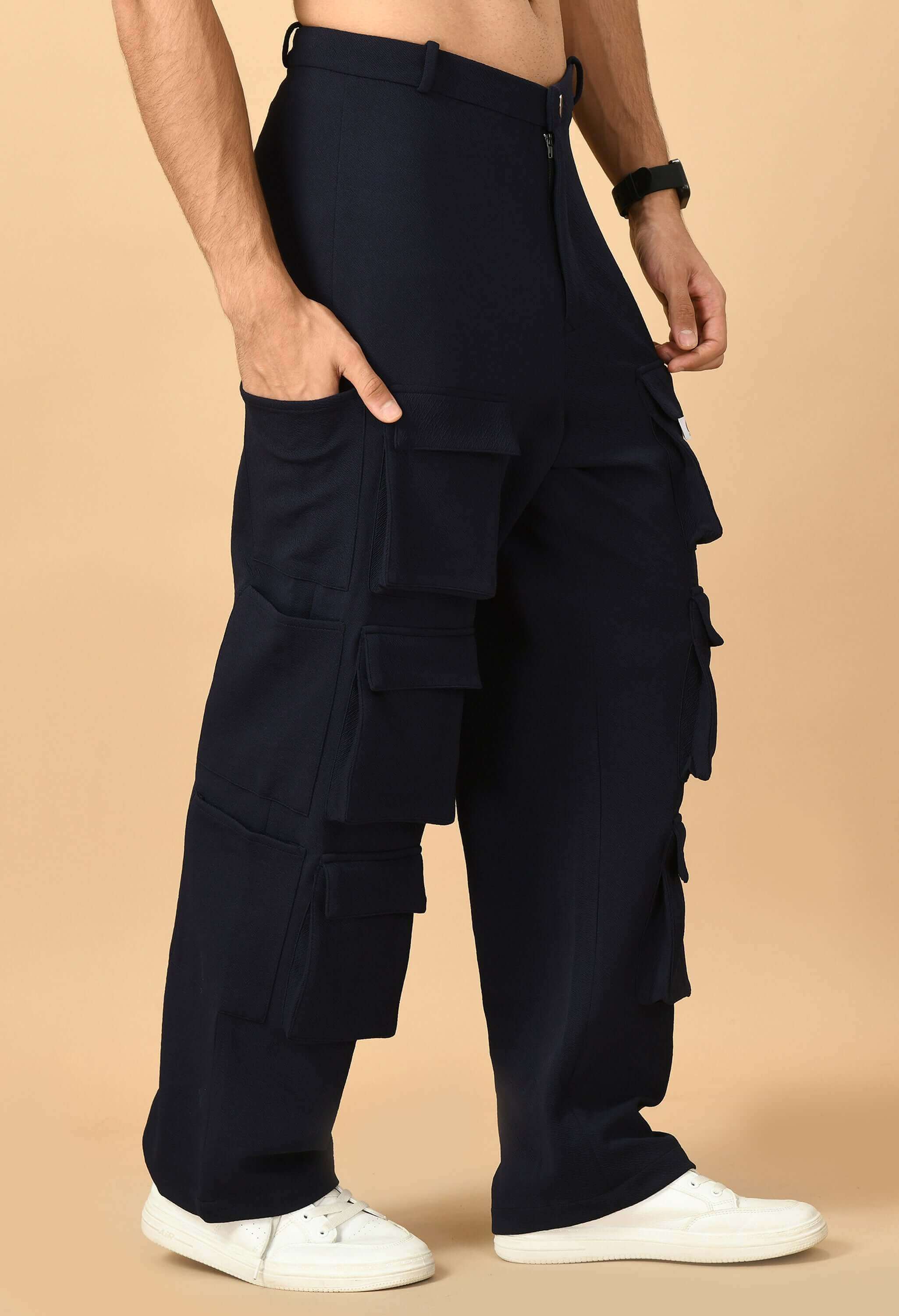 Blue men's 12 pocket cargo by offmint