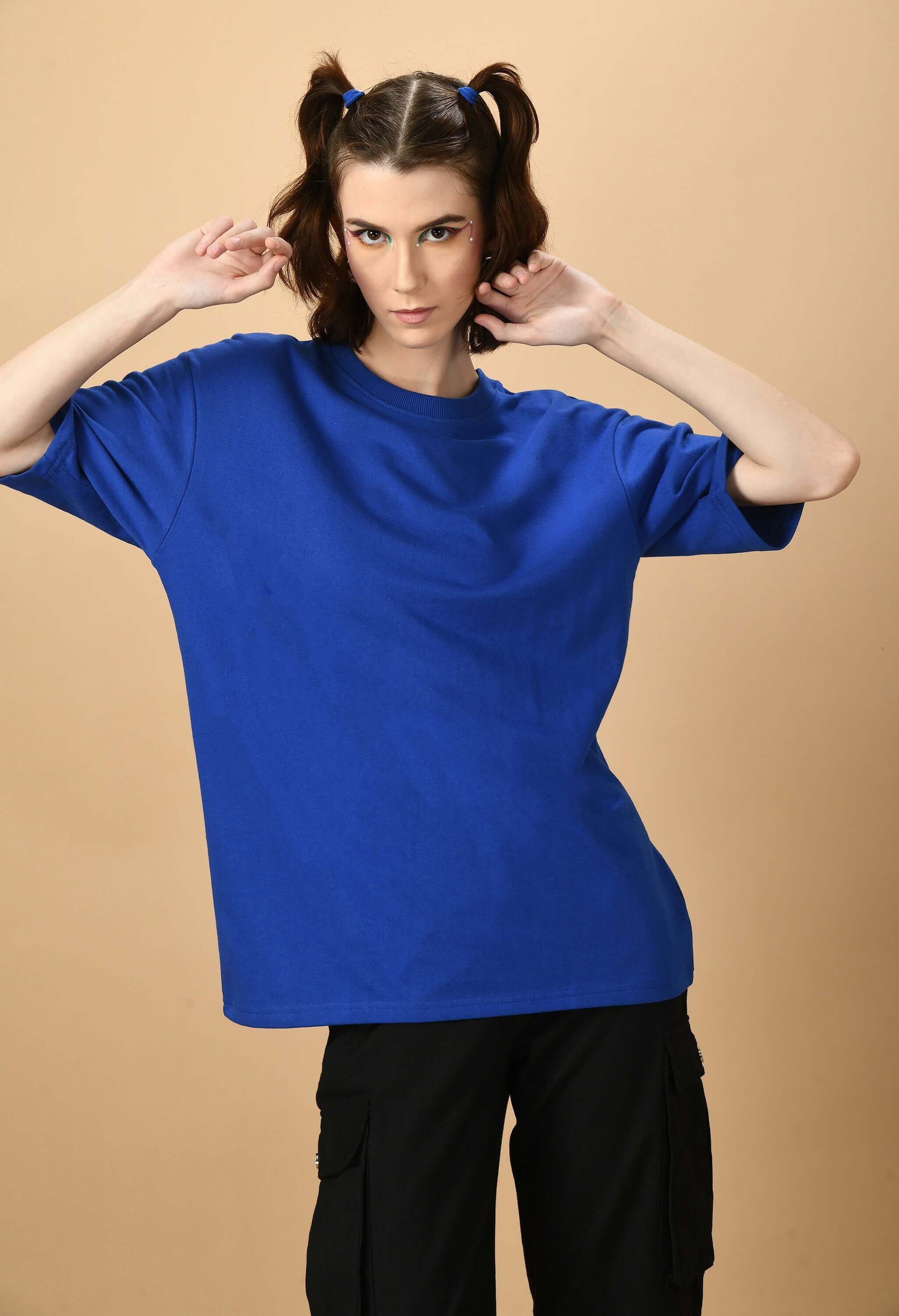 Blue plain oversized t-shirt