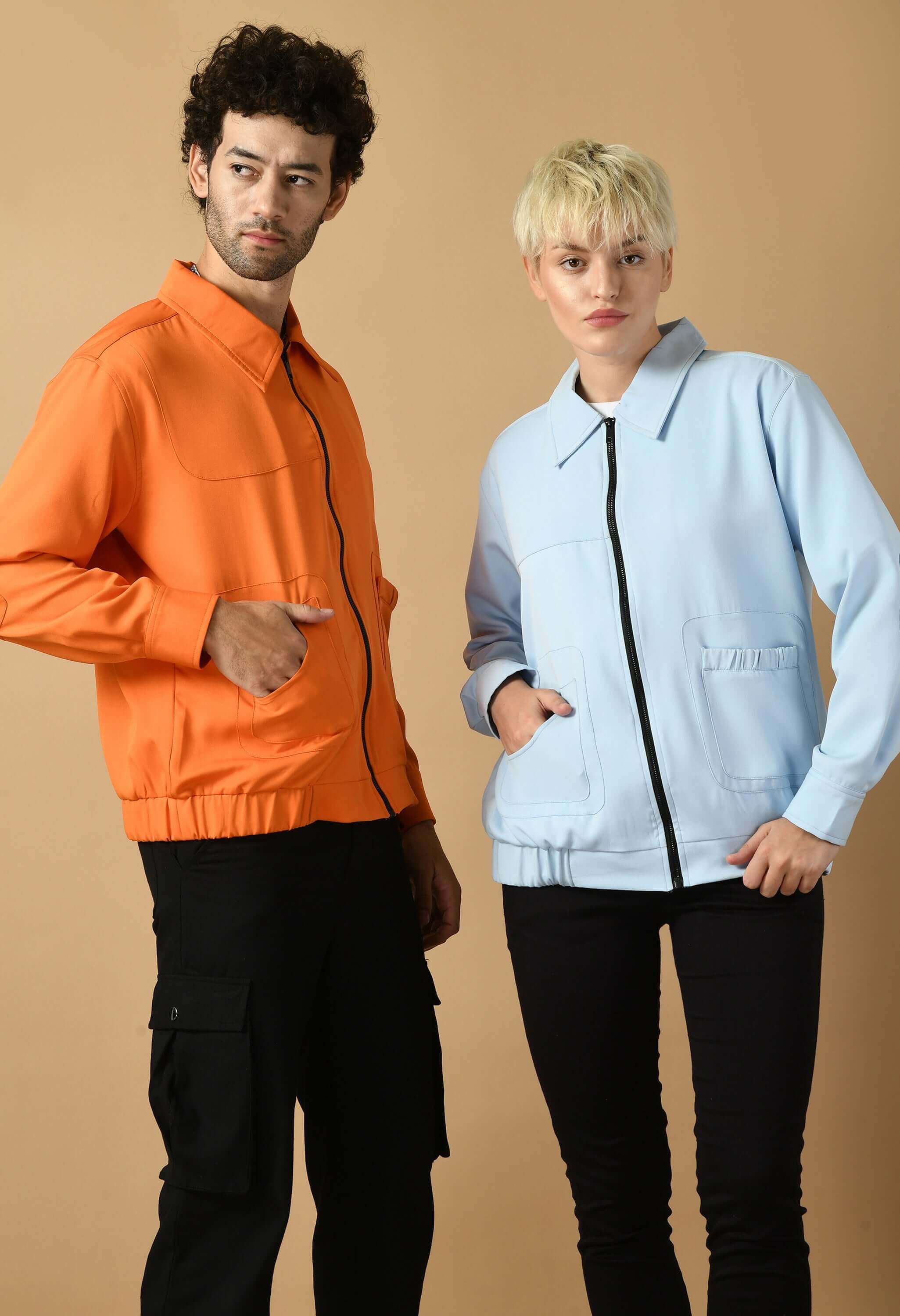 Blue unisex bomber jacket