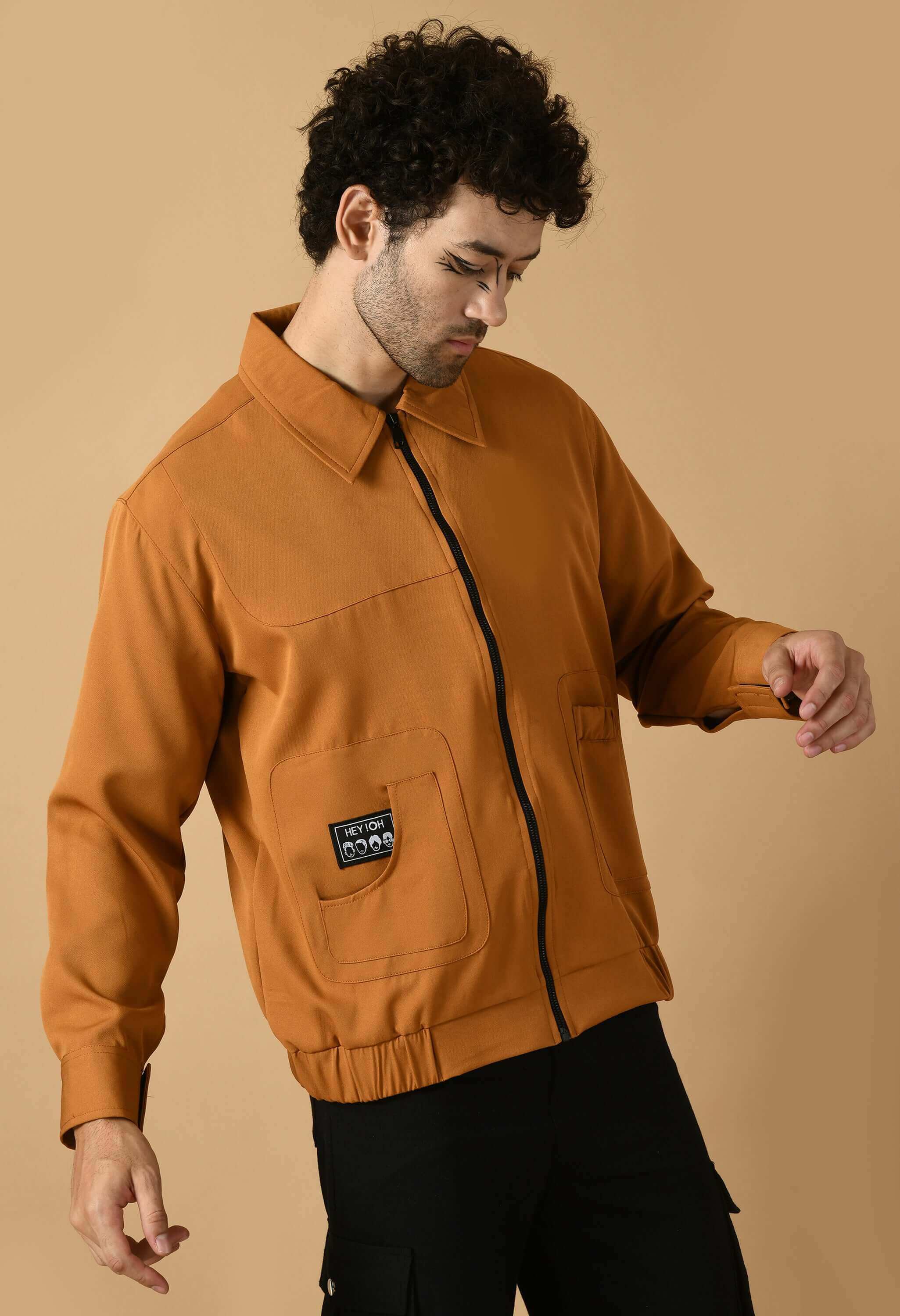 Bomber jacket men's brown color by offmint