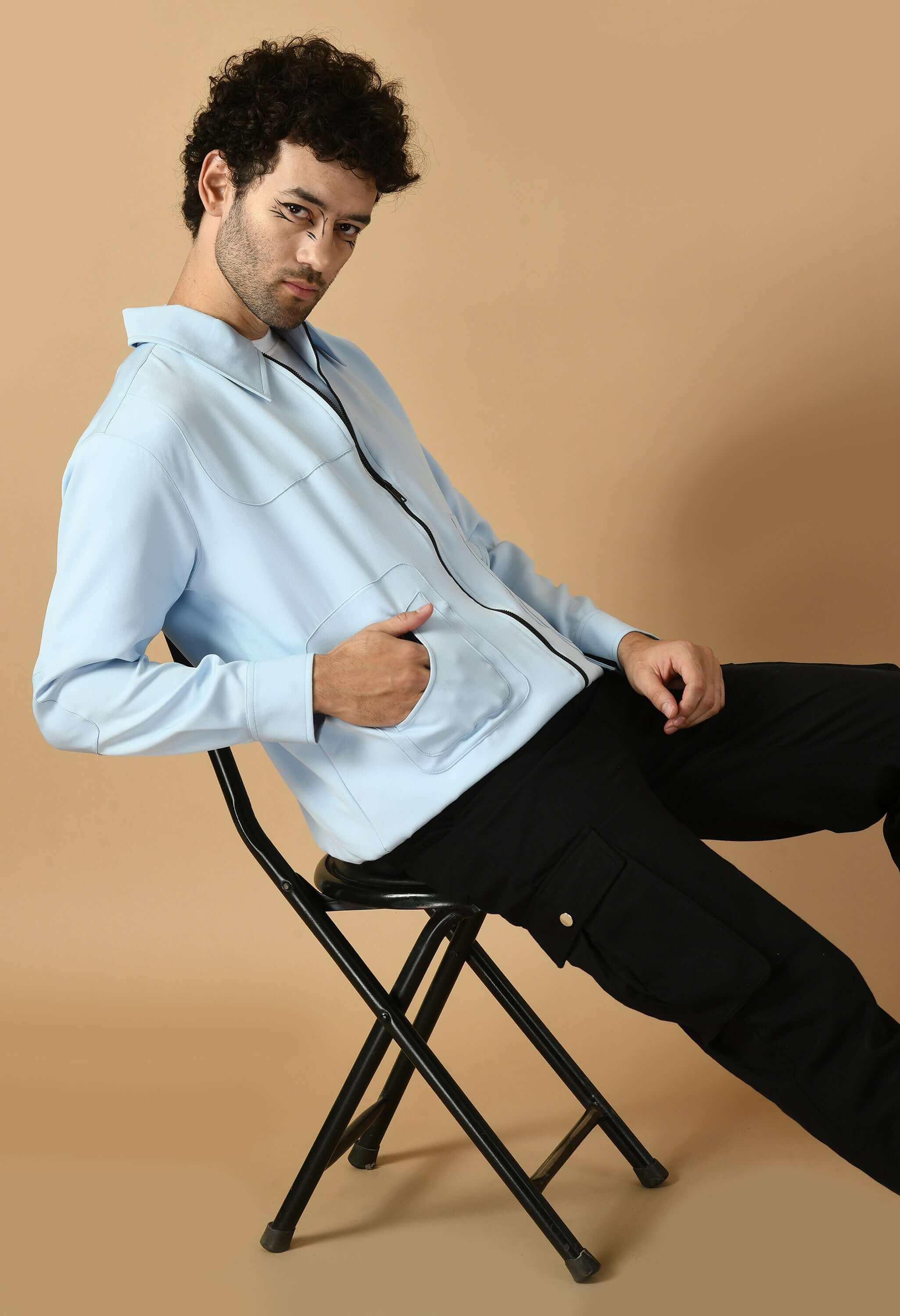 Bomber jacket sky blue color