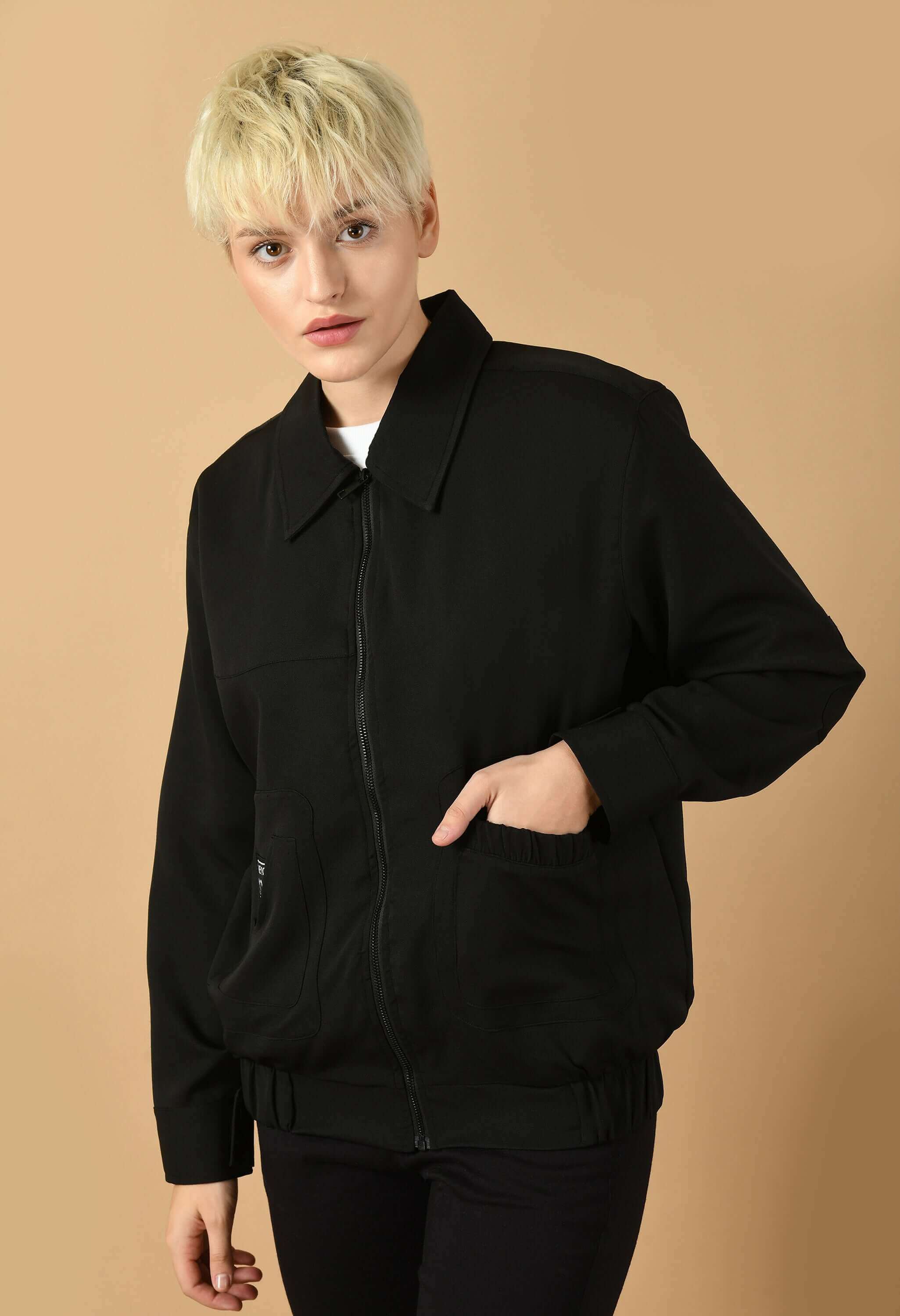 Bomber jacket women's black color by offmint