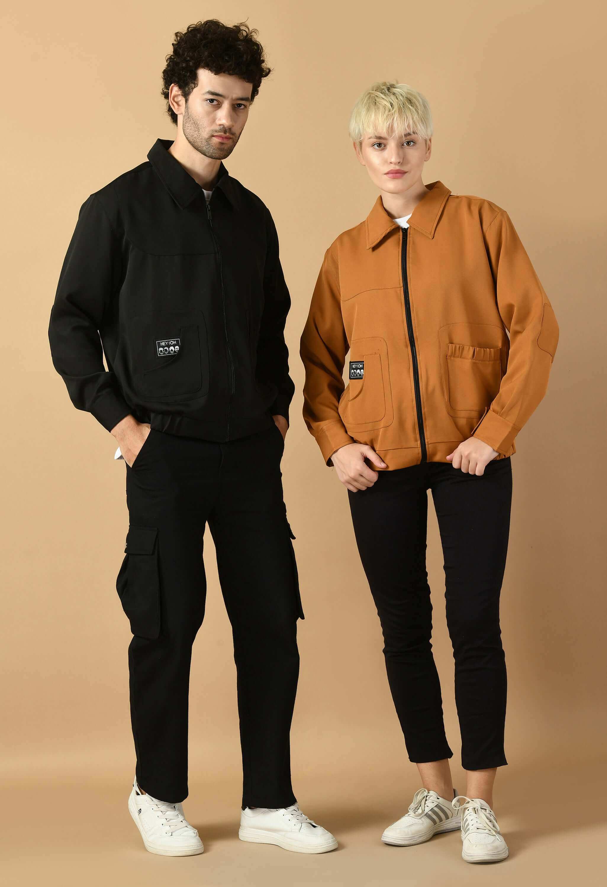 Brown bomber unisex jacket