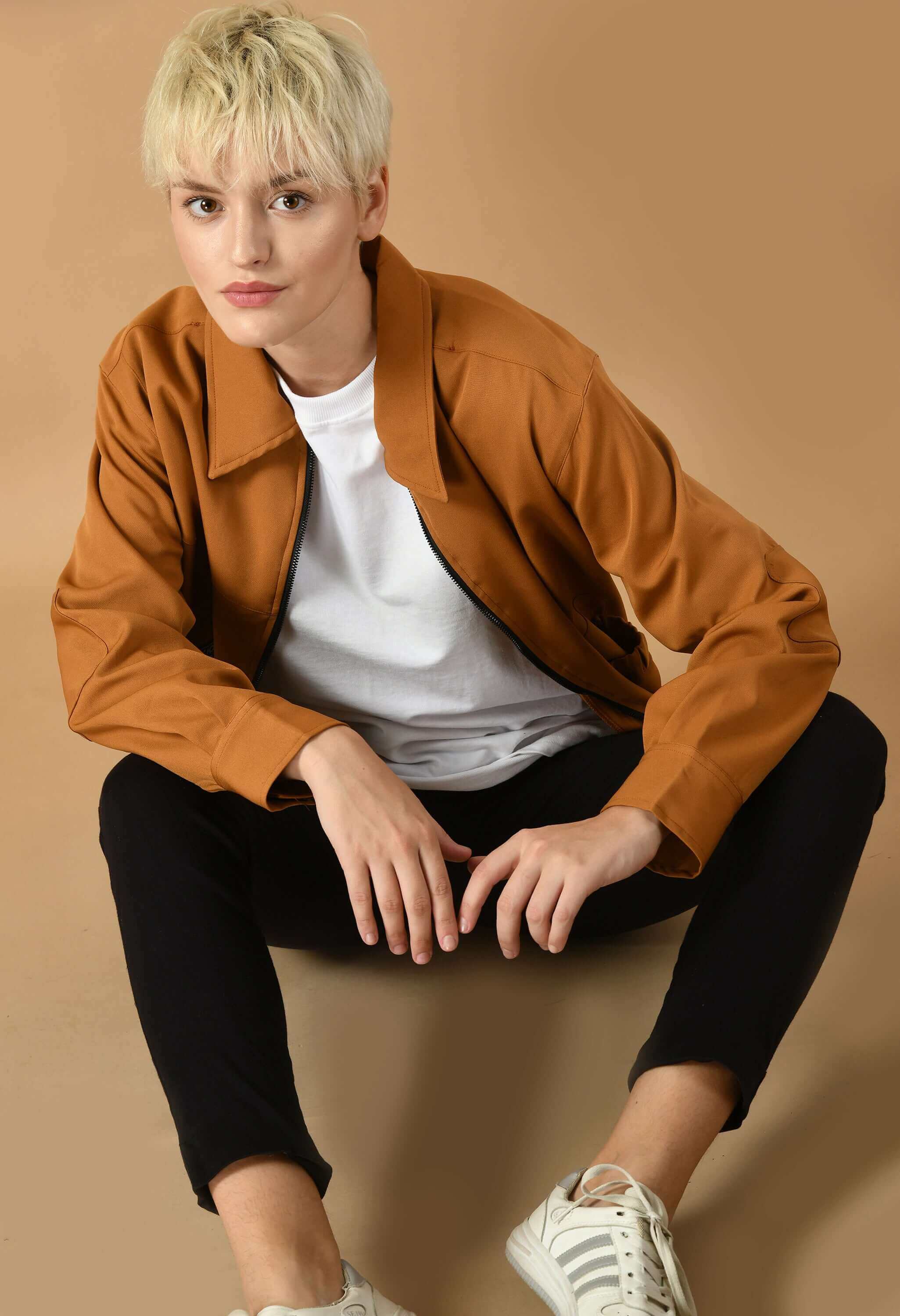Brown bomber women's jacket