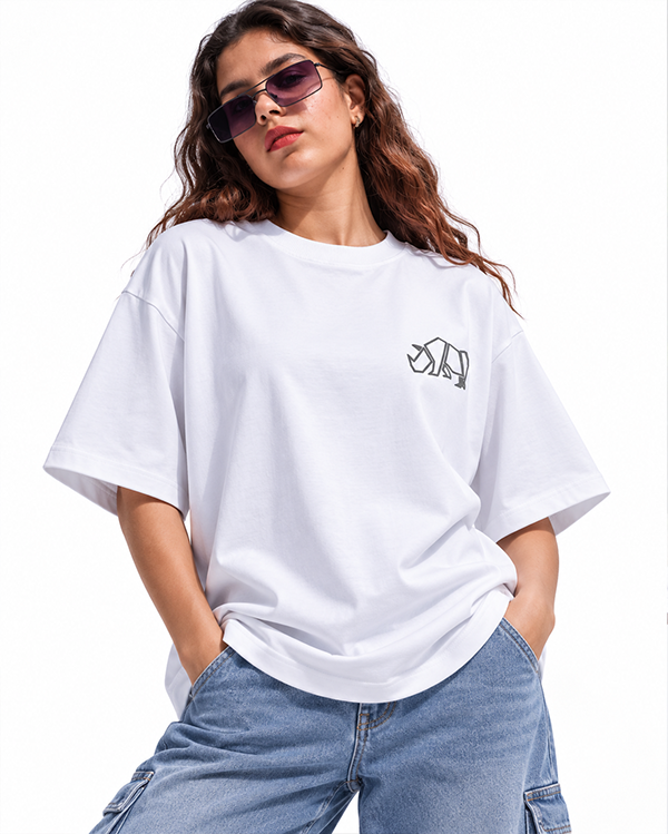 White 'Never Ending Happiness' | Unisex Oversized T-Shirt
