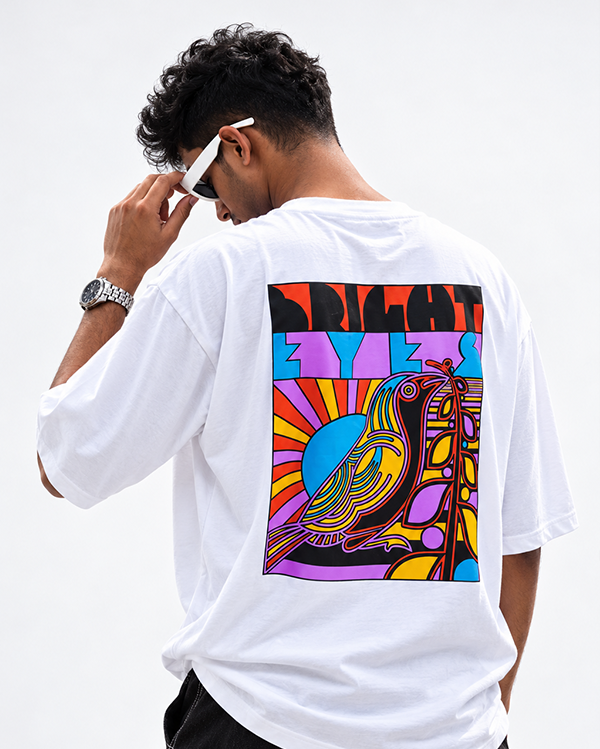 White 'Bright Eyes' Tee | Unisex Oversized T-Shirt