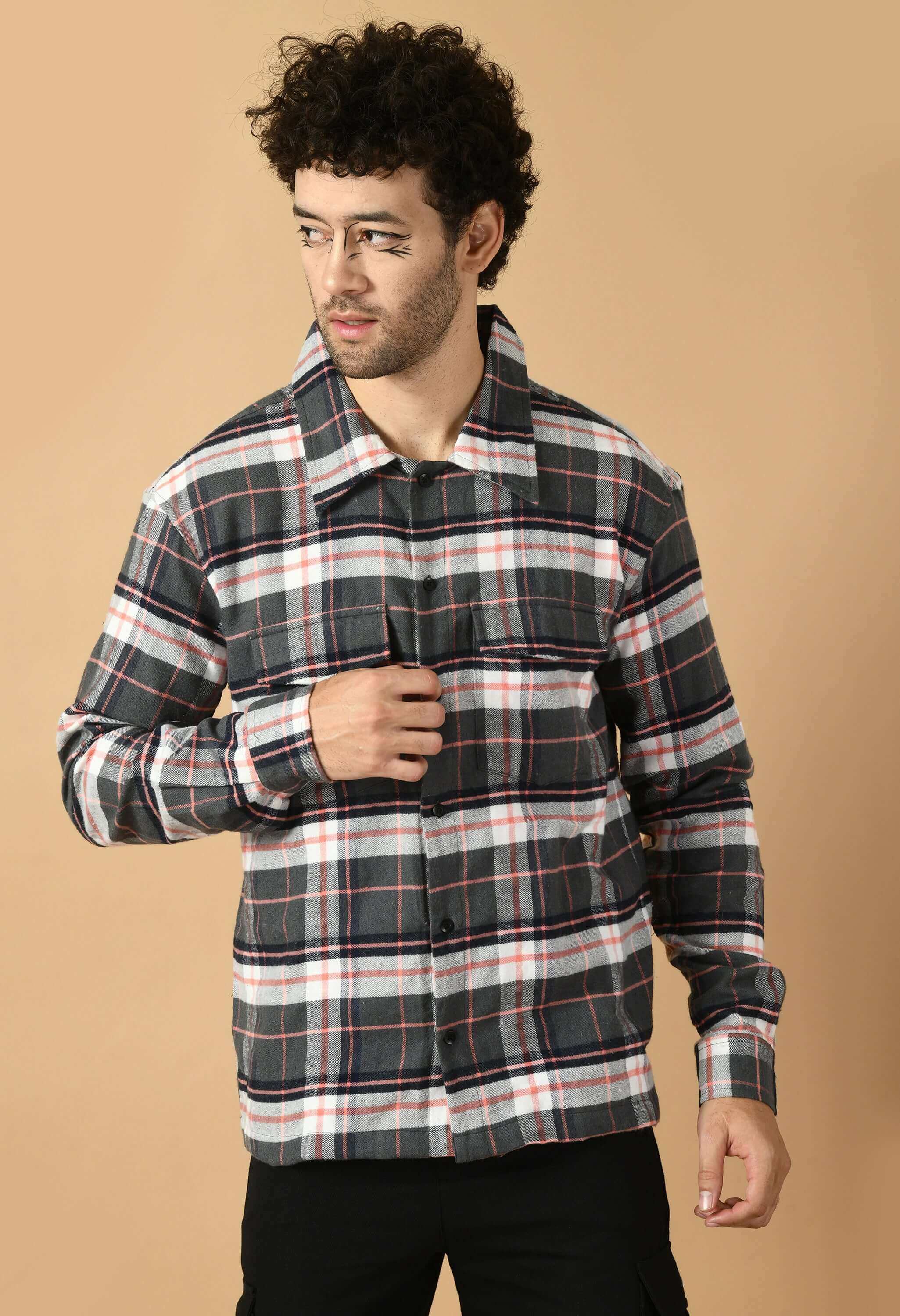 Check printed overshirt