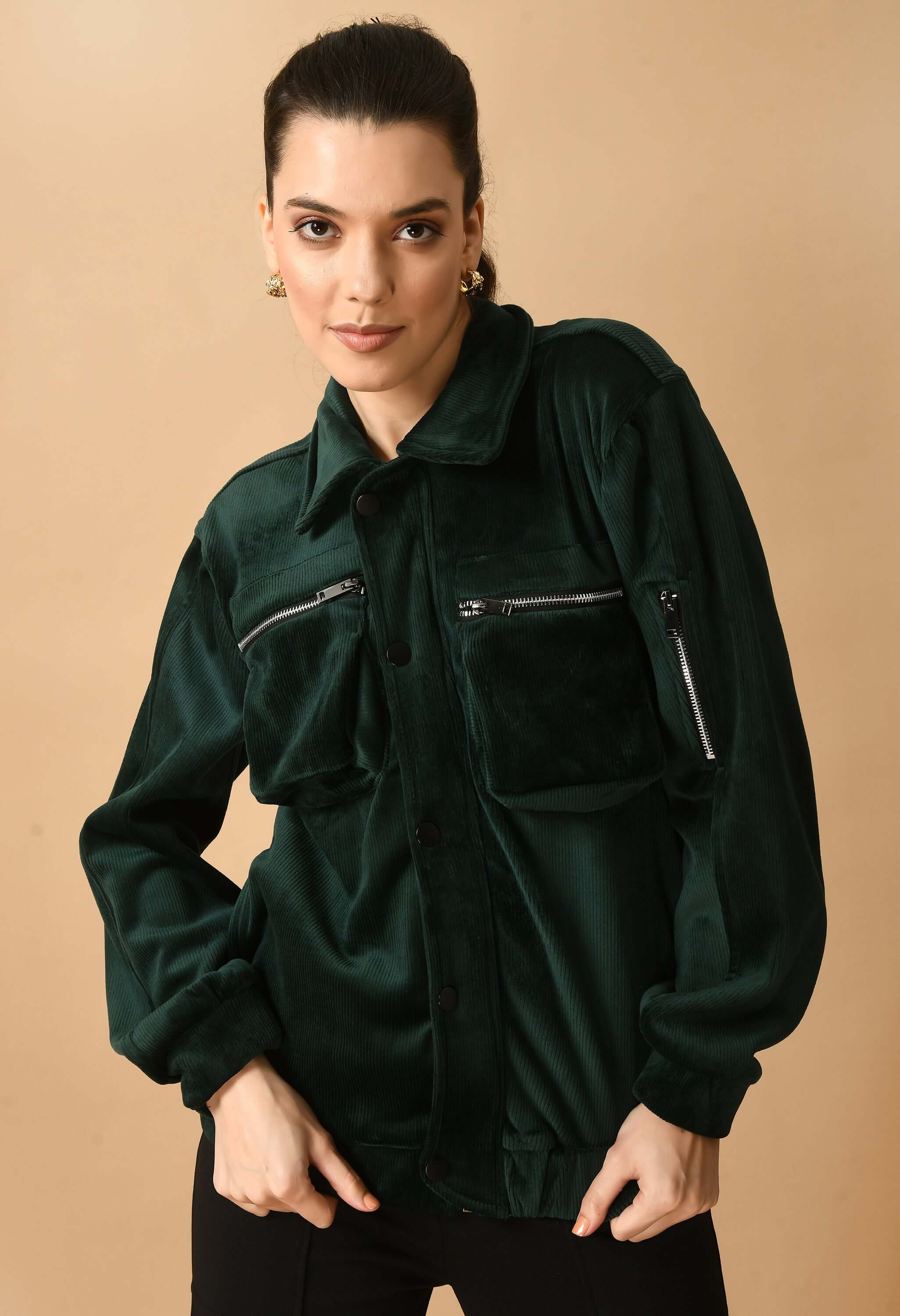 Forest Green Corduroy Jacket By Offmint