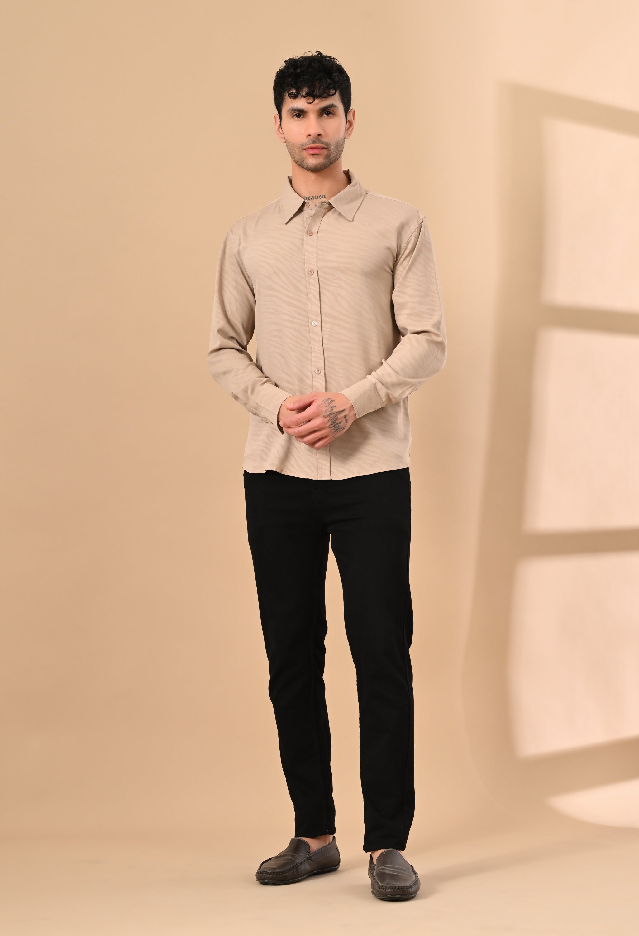 BEIGE ZEBRA PRINTED SHIRT