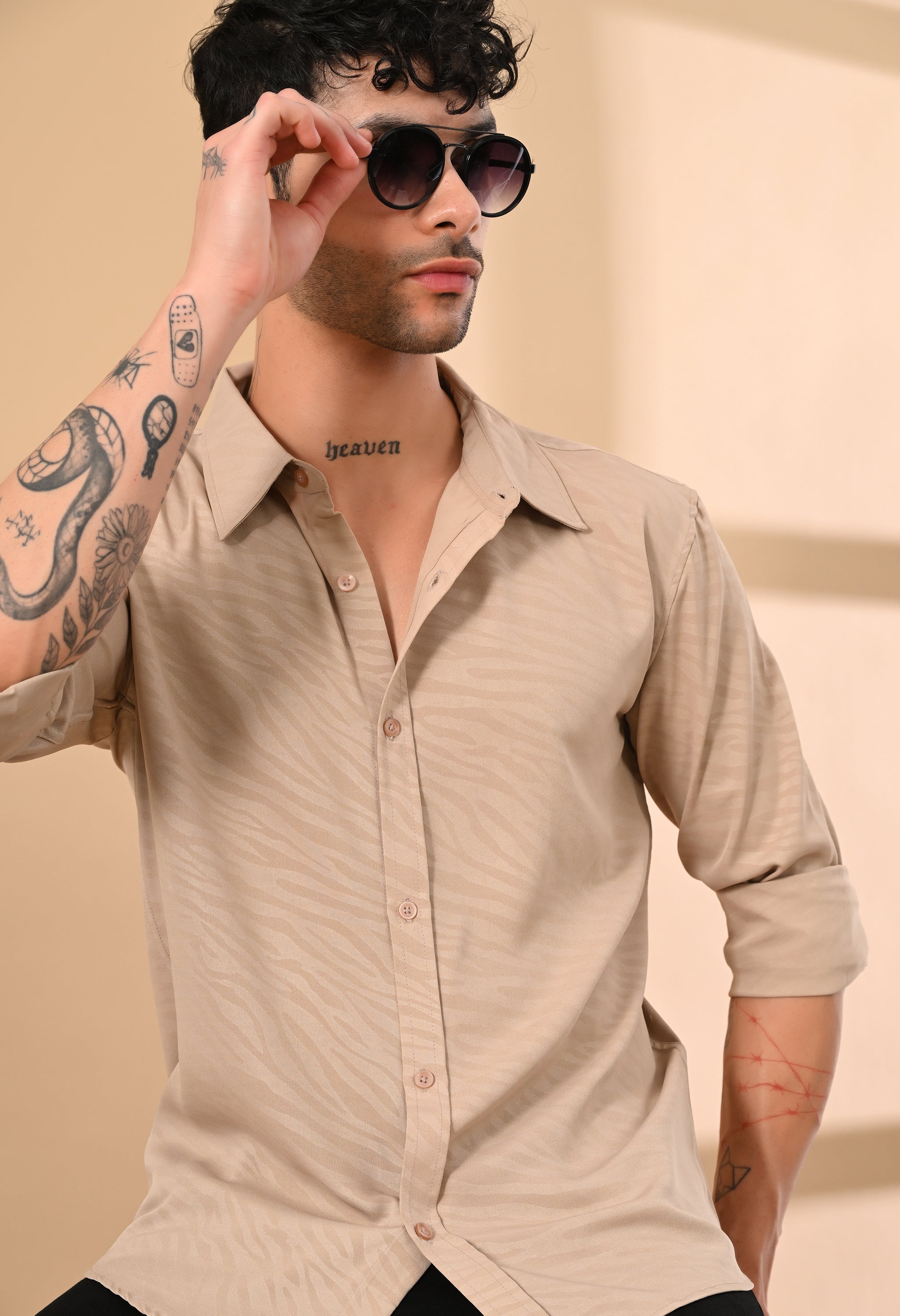BEIGE ZEBRA PRINTED SHIRT