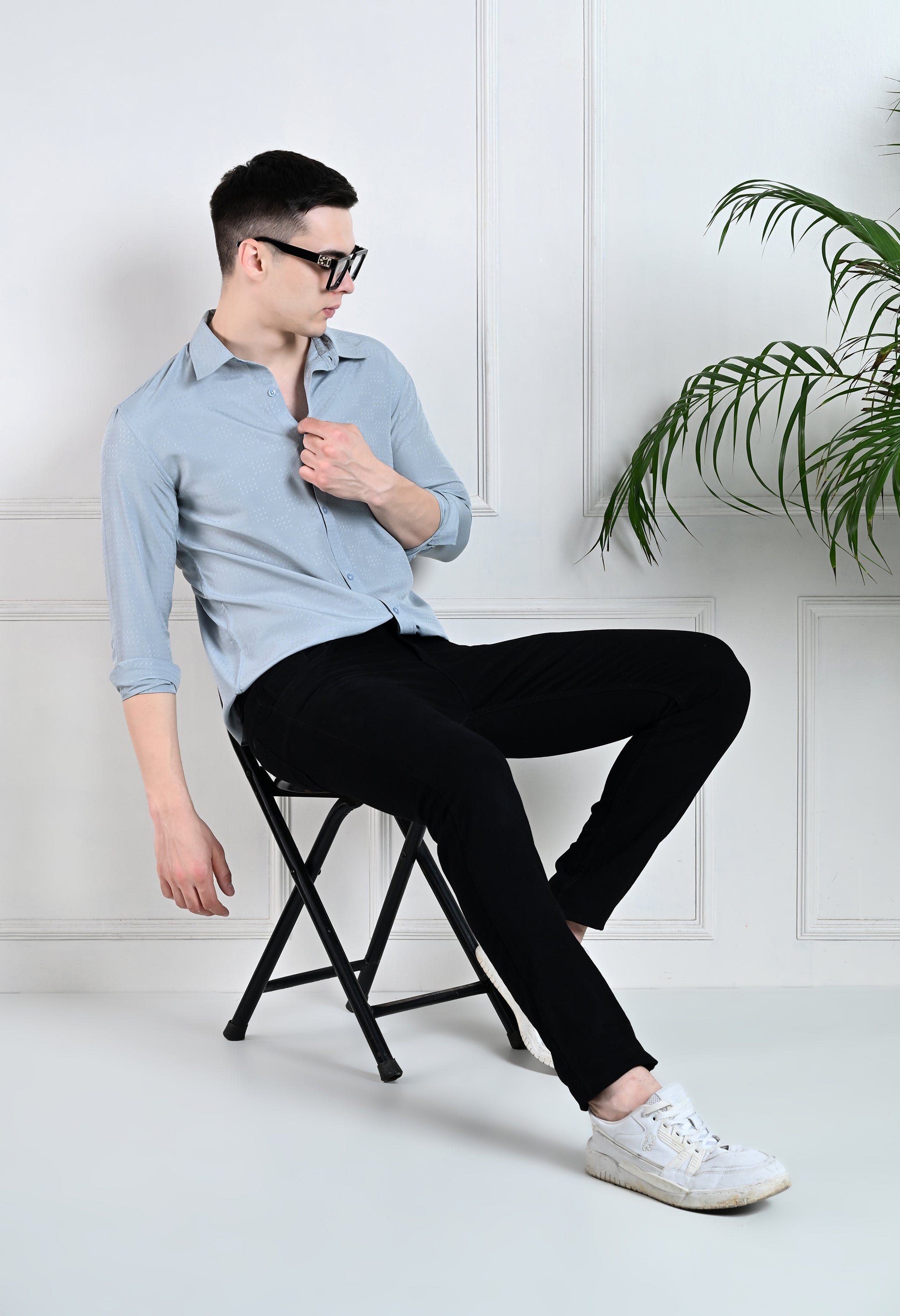 Sky-Blue Club Wear Shirt By-offmint