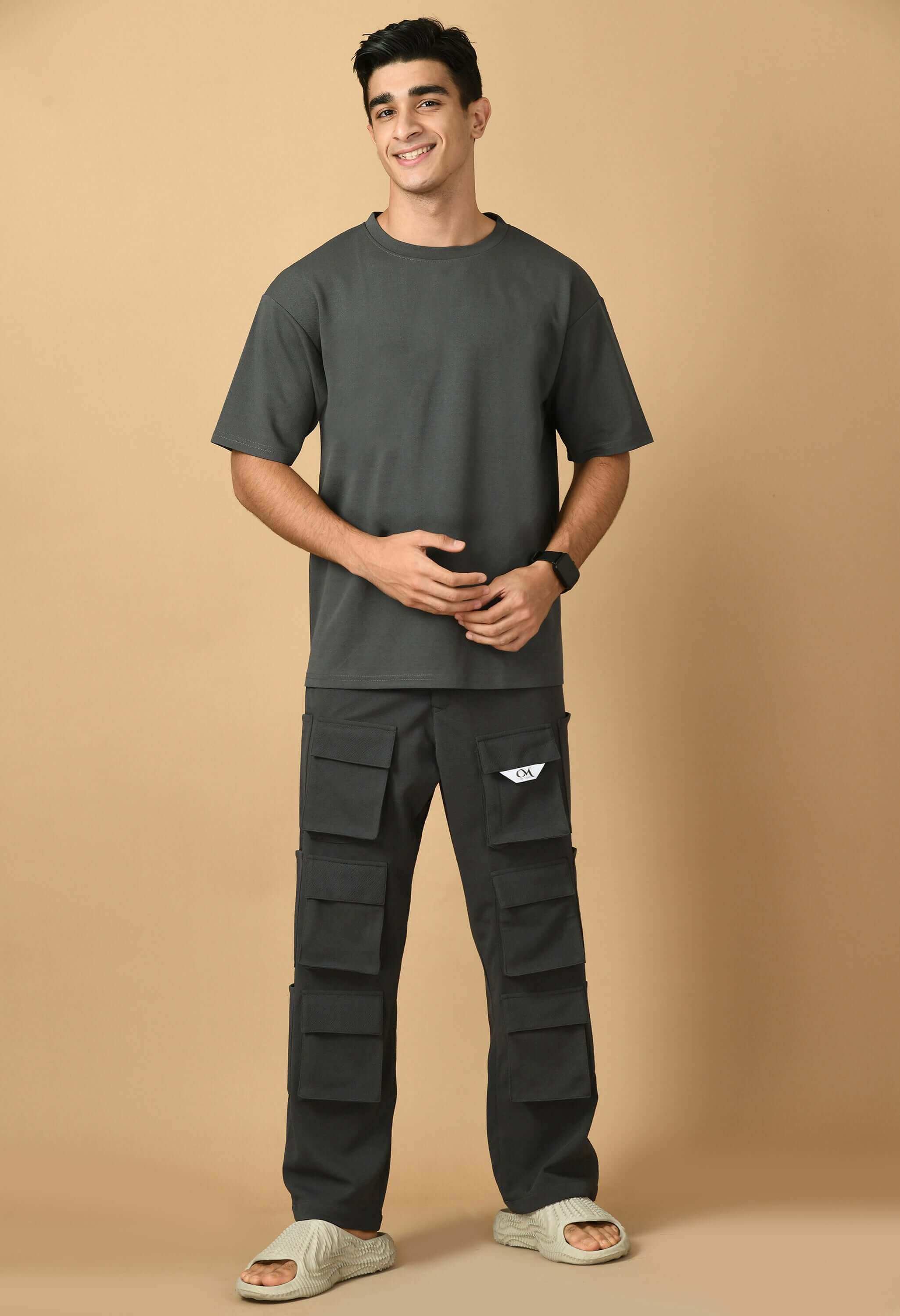 Grey T-shirt Co-ord Set By Offmint