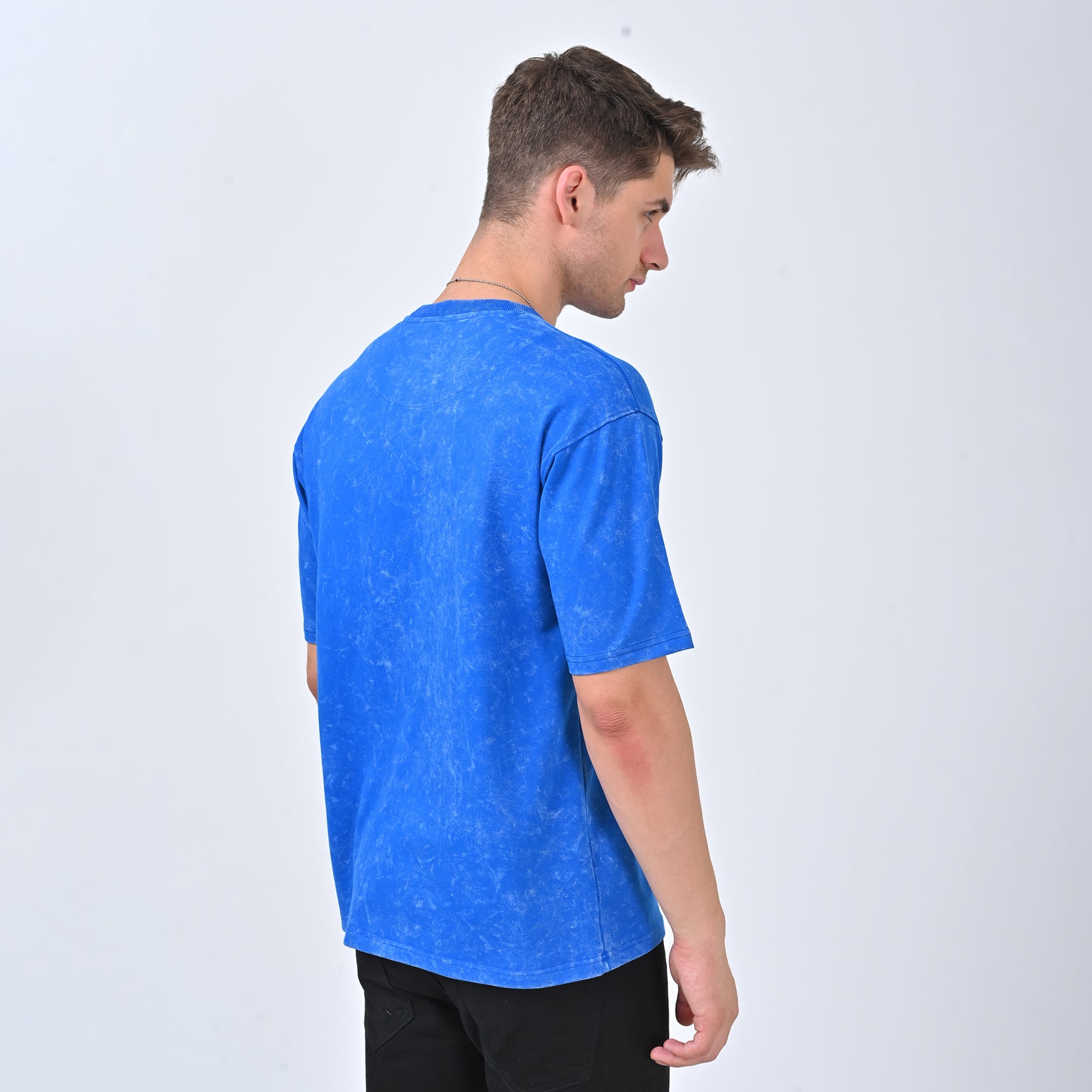 Electric Blue Acid-Wash Oversized T-shirt