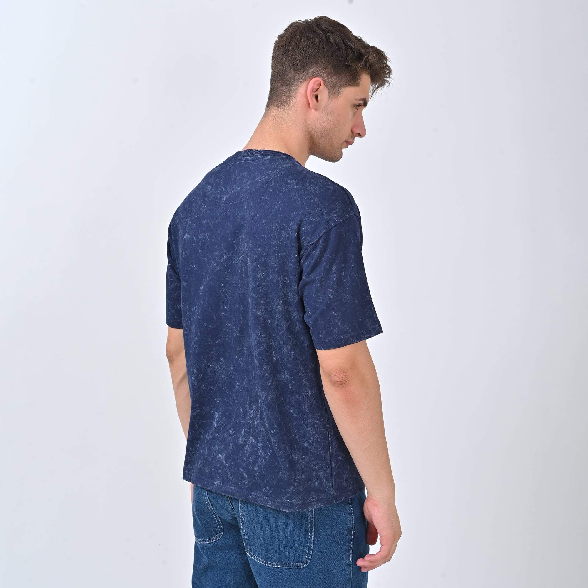 Deep Navy Acid-Wash Oversized T-Shirt