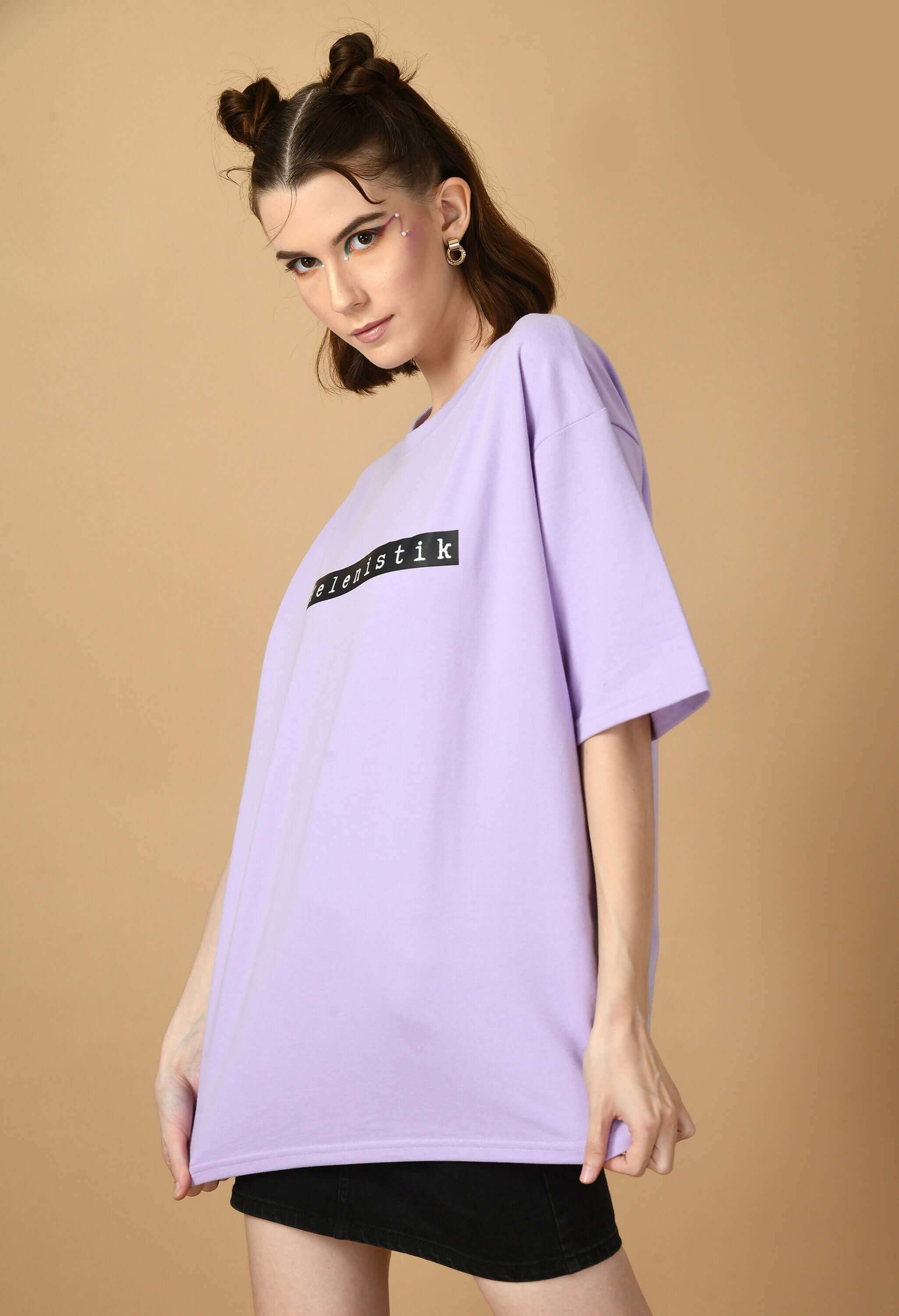 Helenistik printed lavender color oversized t-shirt
