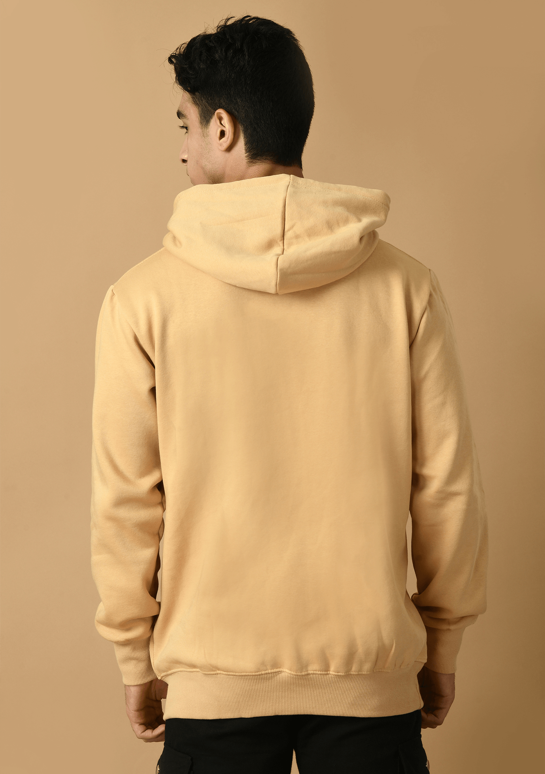Hustle printed beige color hoodie
