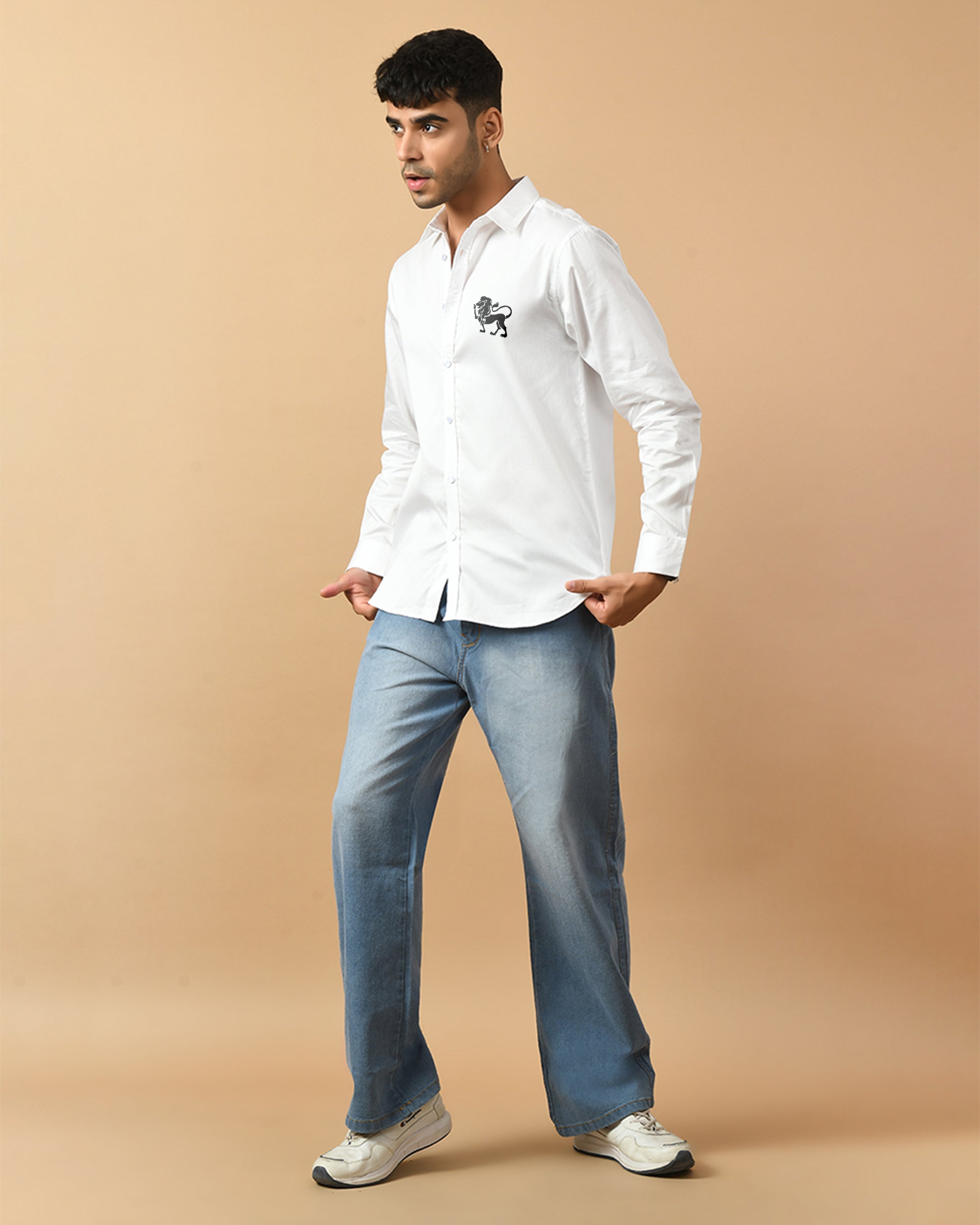 Leo Zodiac Sign White ClubWear Shirt By Offmint