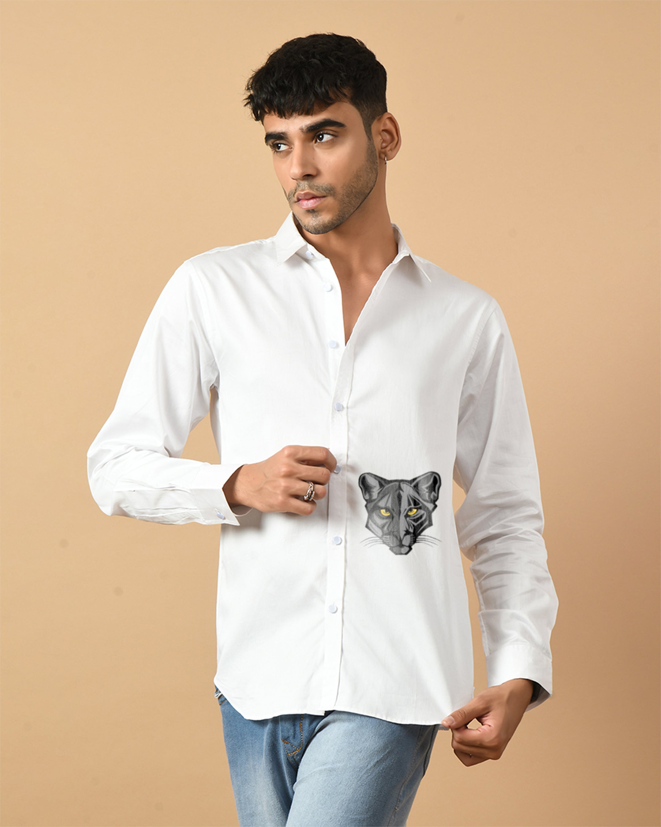 Black Panther Printed White ClubWear Shirt By Offmint
