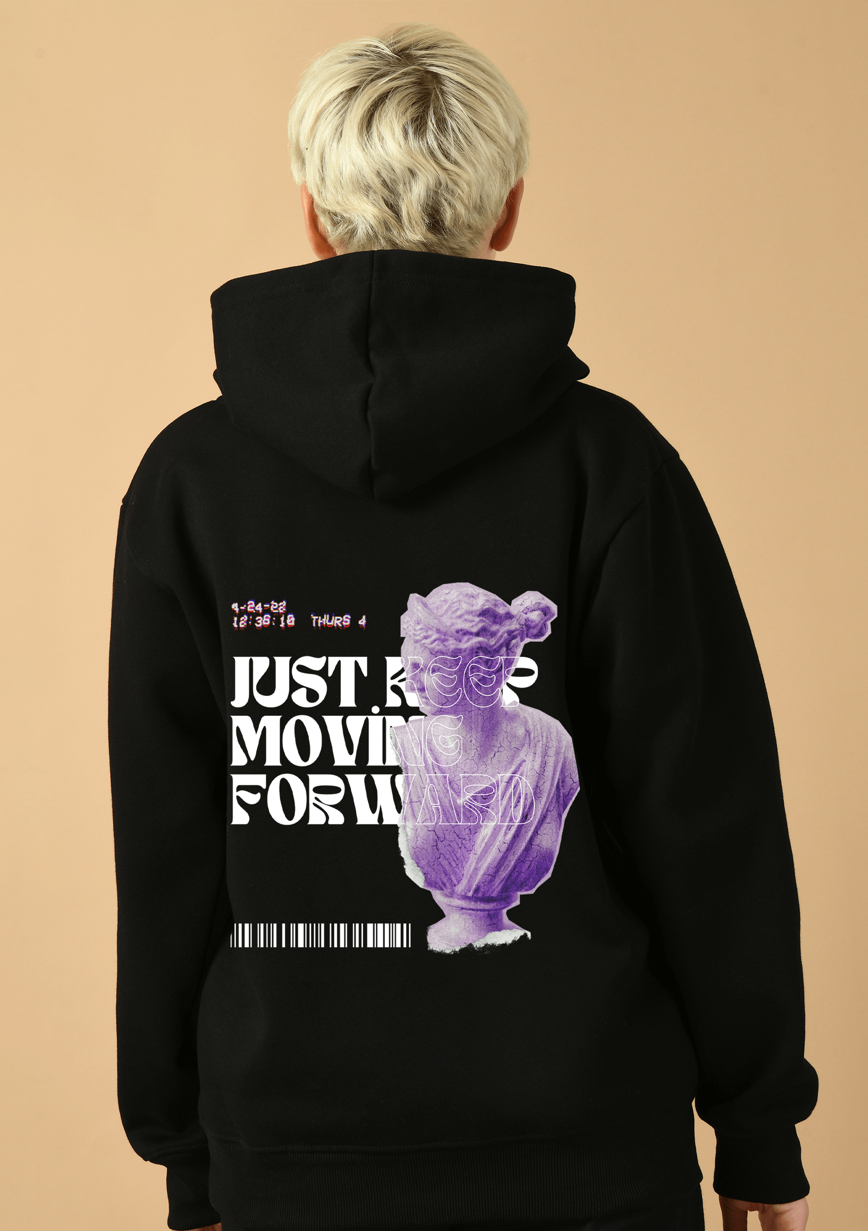 Just keep moving forward printed black hoodie by offmint