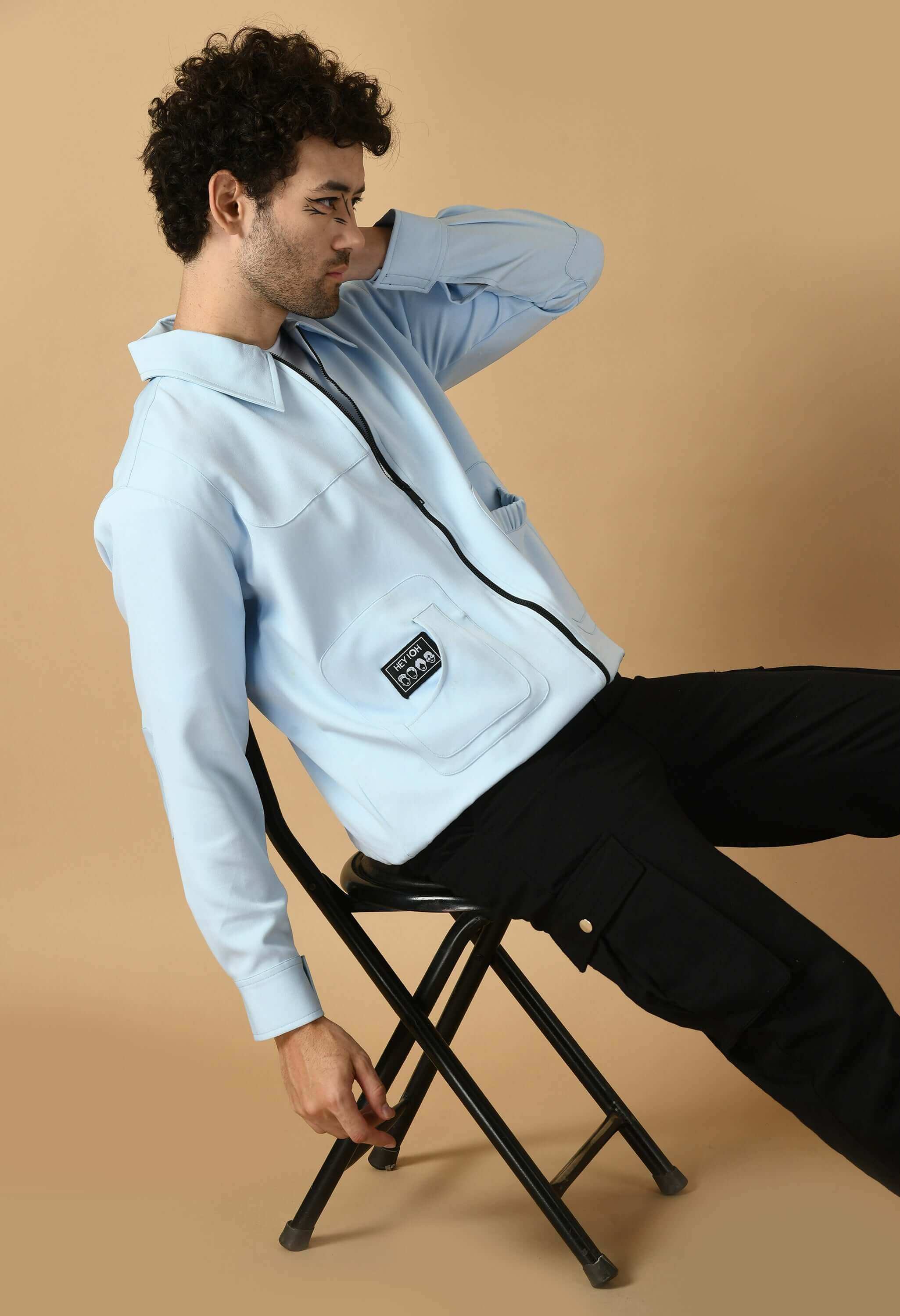 Men's bomber jacket sky blue color
