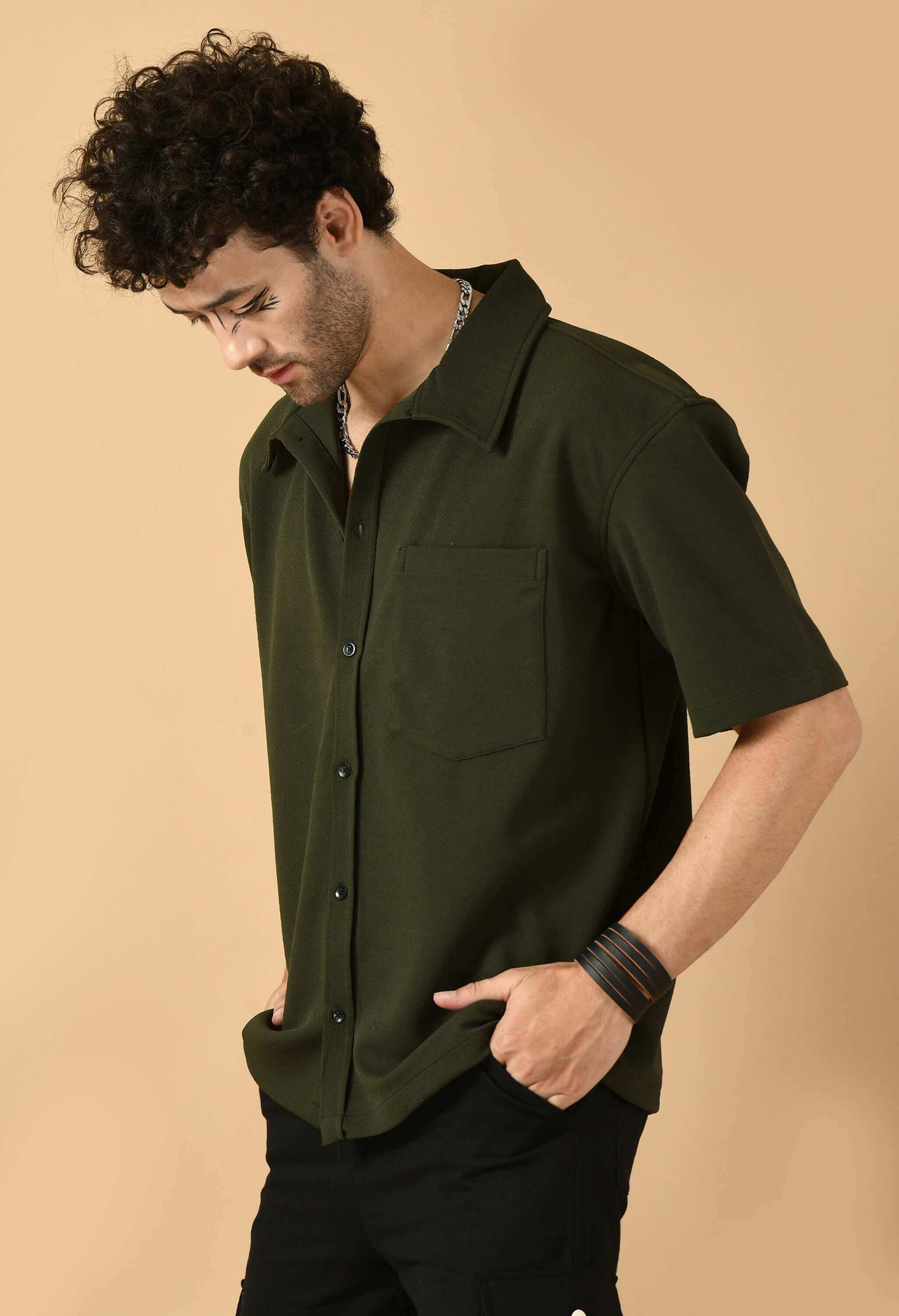 Men's olive green overshirt