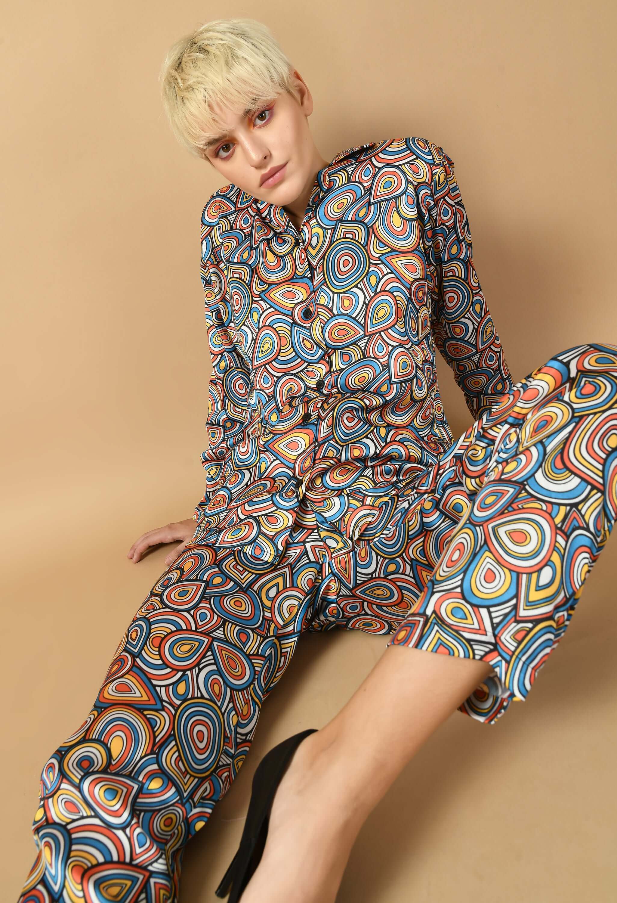 Multicolor satin co-ord set