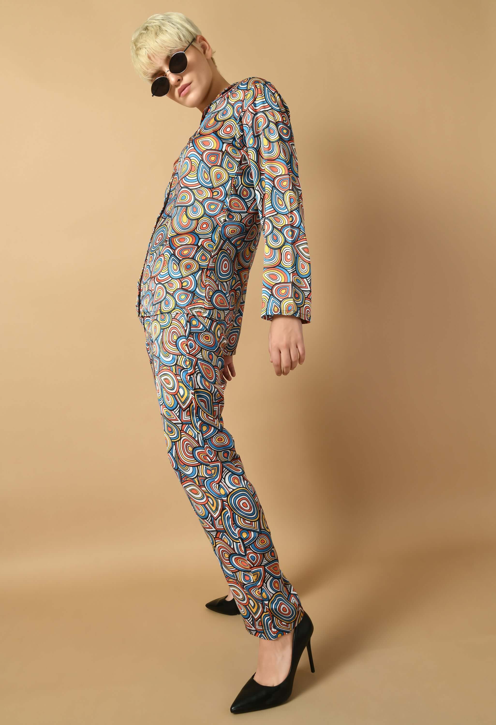 Multicolor satin plain co-ord set