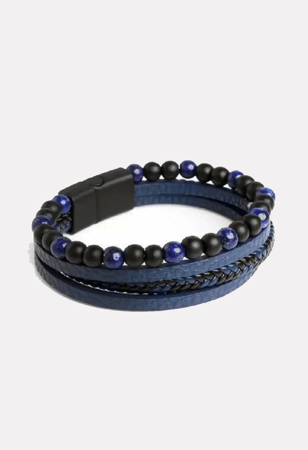 Multilayer Leather Bracelet with Natural Sodalite And Lava Beads For Men By Offmint